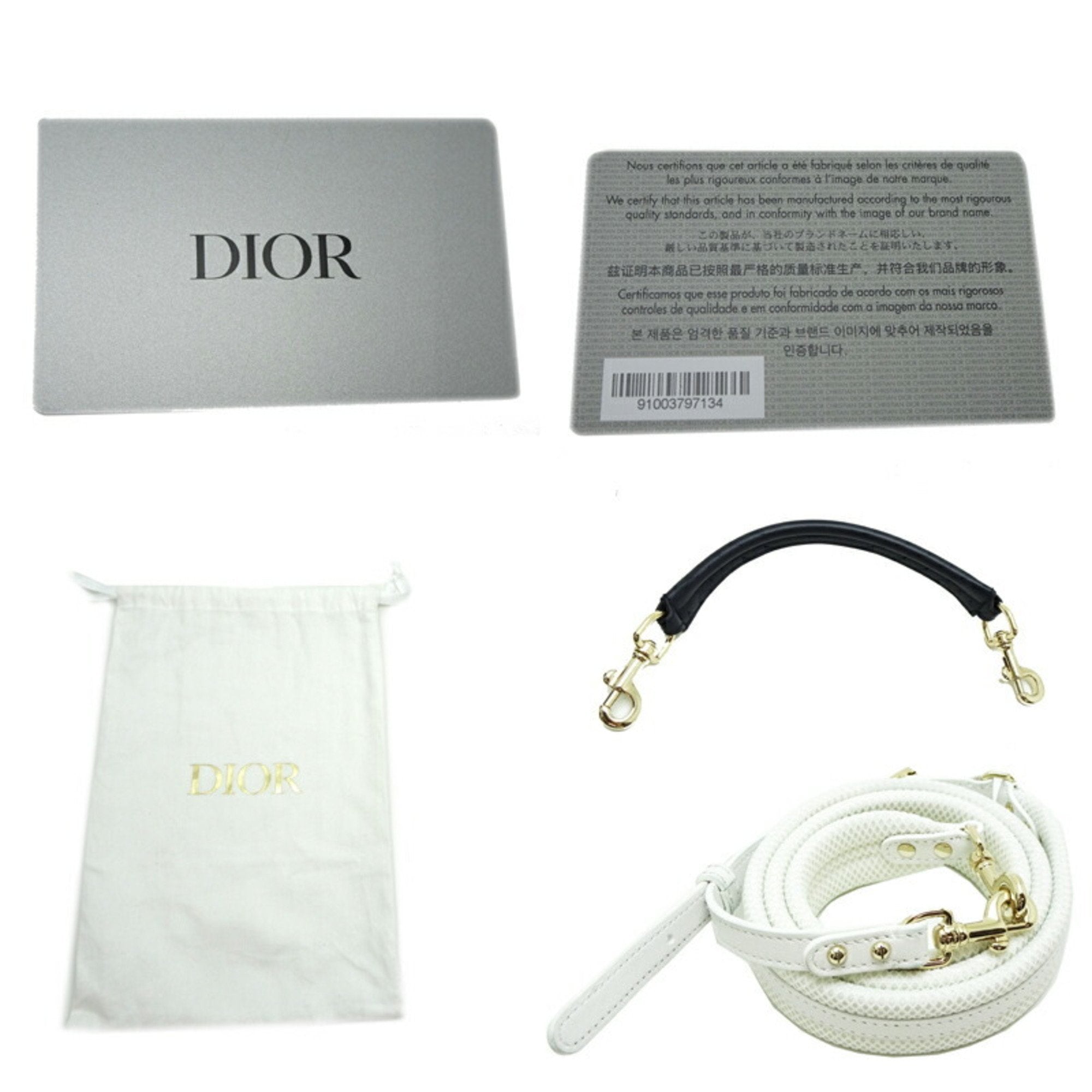 Christian Dior Navy White Leather Shoulder Bag ()