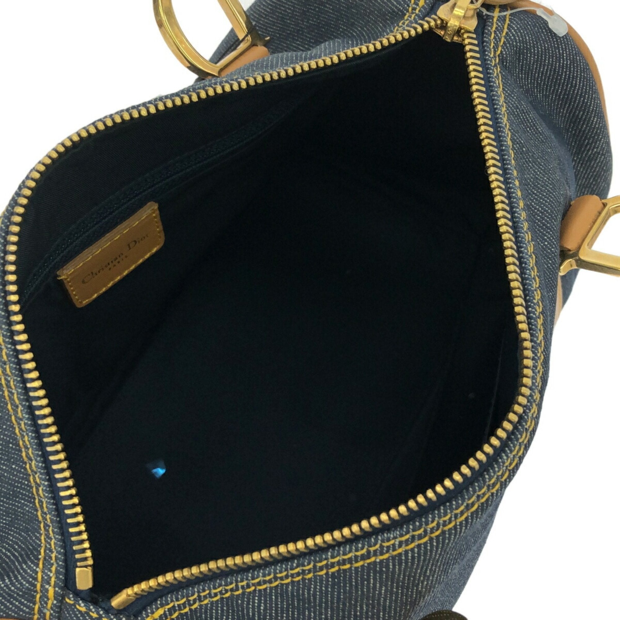 Christian Dior Blue Cotton Leather Boston Bag ()