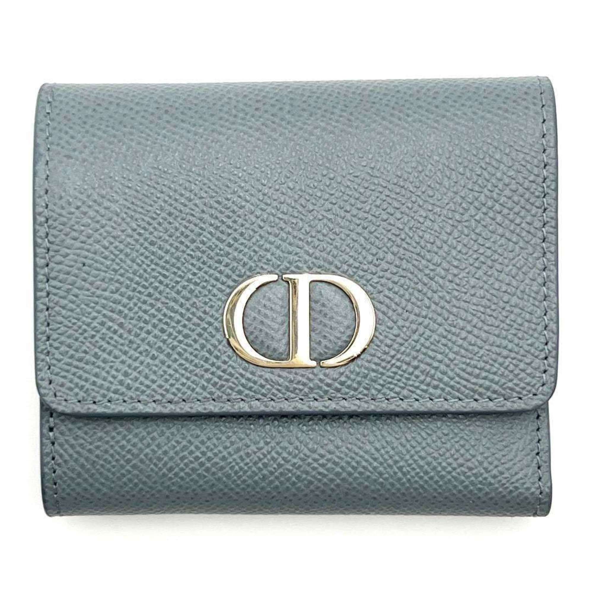 Christian Dior Blue Leather Wallet (Tri-Fold) ()