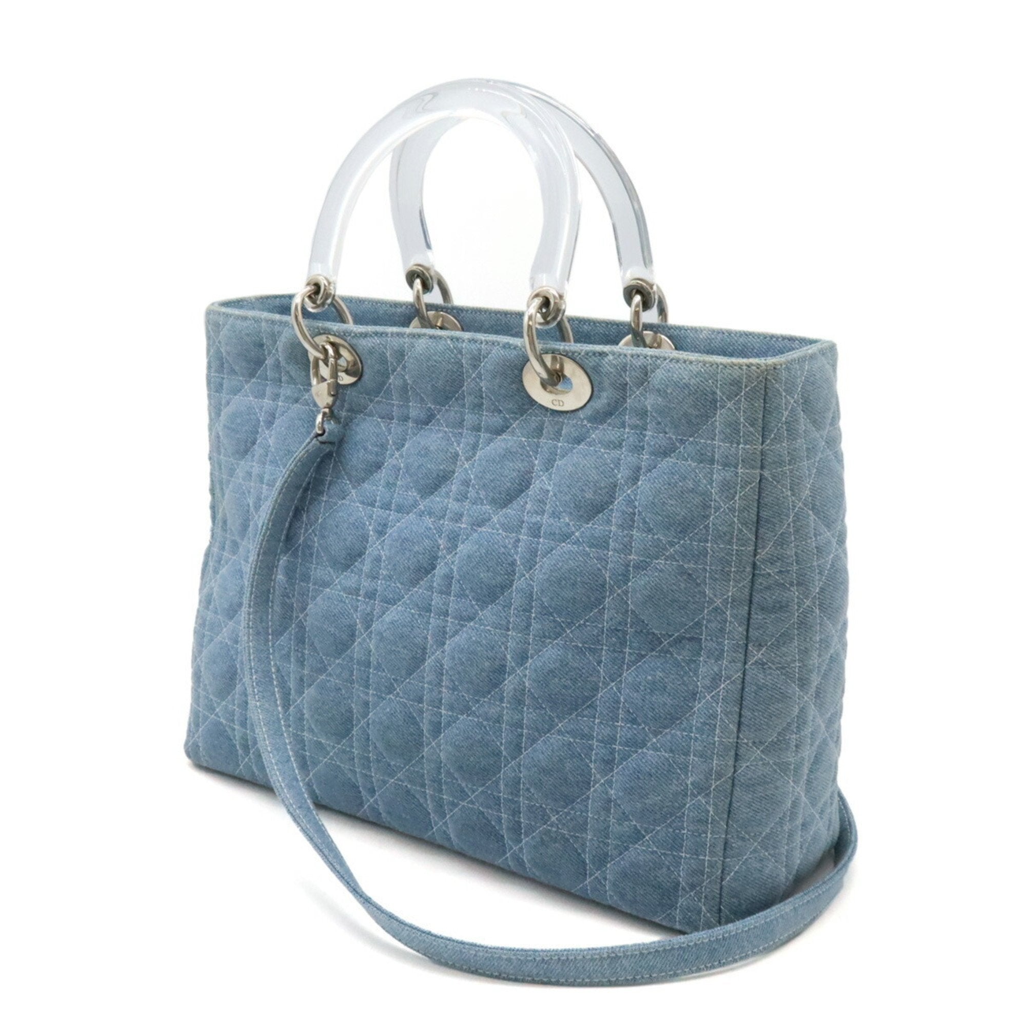 Christian Dior Clear Light Blue Denim Plastic Handbag Shoulder Bag ()