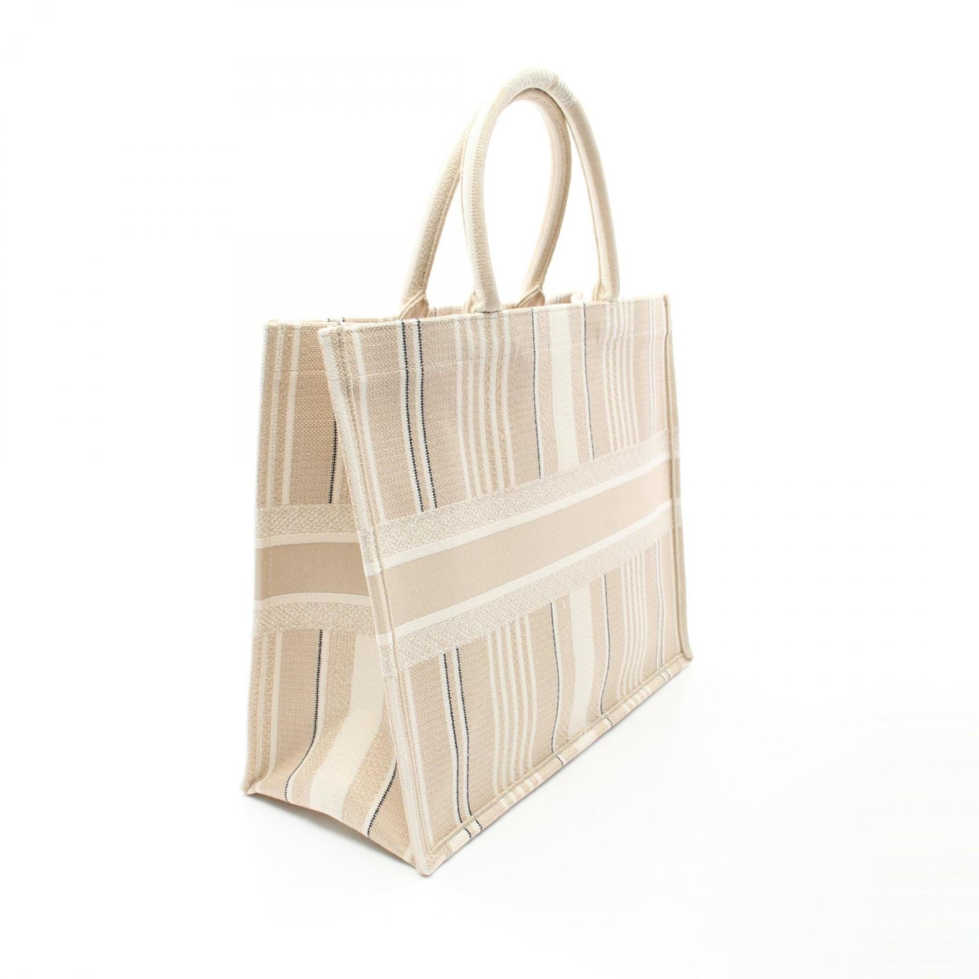 Christian Dior Beige Black White Canvas Tote Bag ()