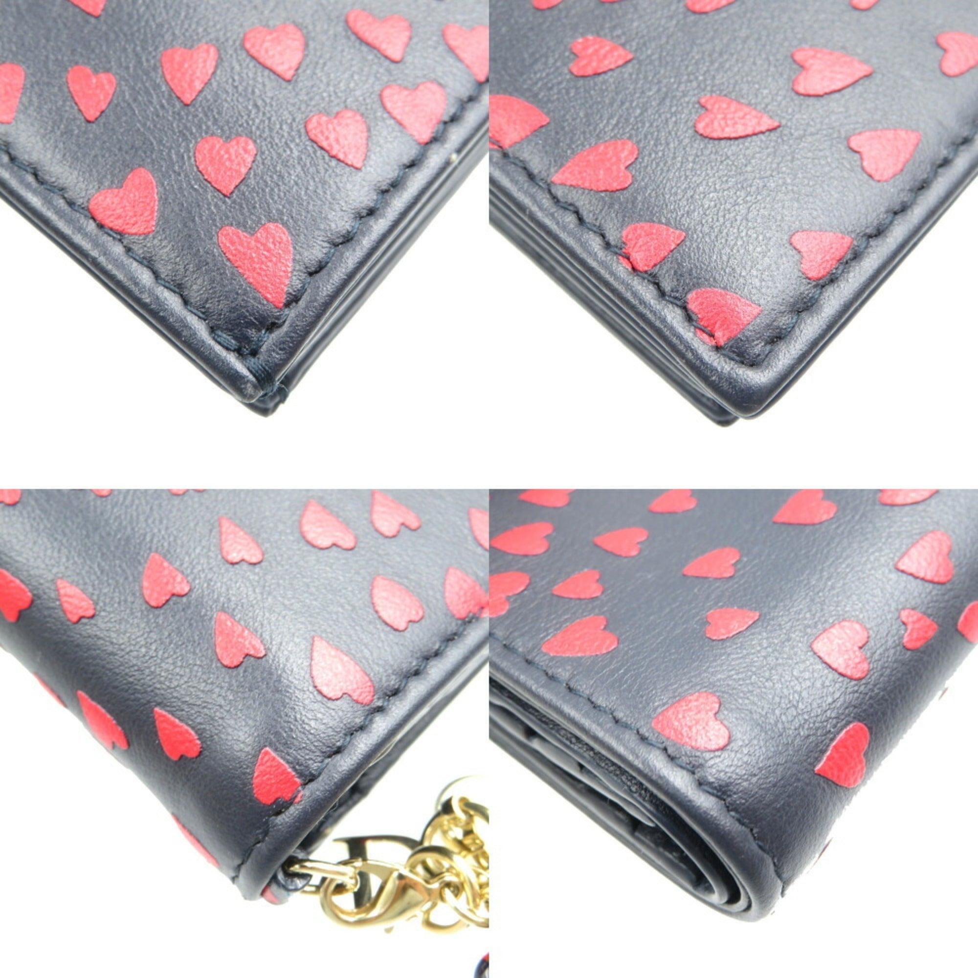 Christian Dior Navy Red Color Leather Wallet (Bi-Fold) ()