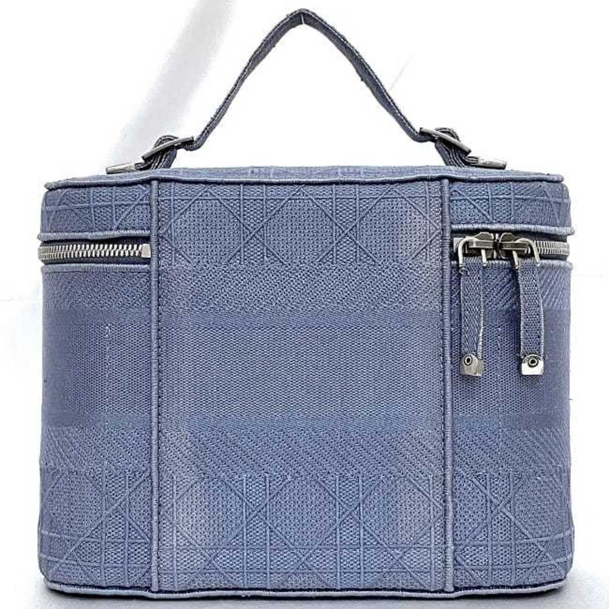 Christian Dior Light Blue Canvas Handbag Vanity Bag ()
