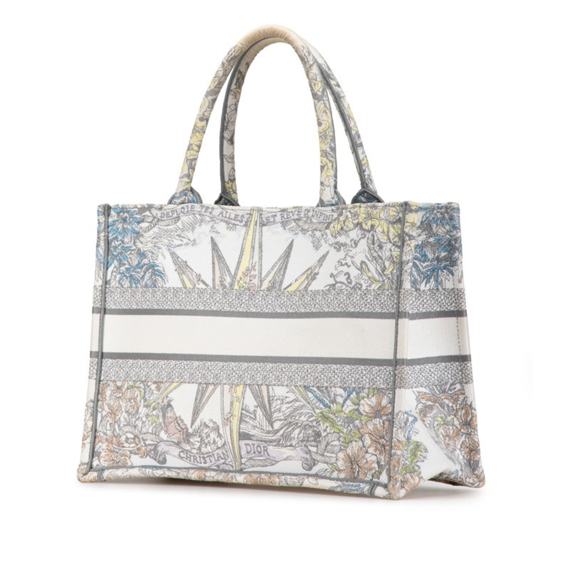 Christian Dior Multi-Color White Jacquard Tote Bag ()