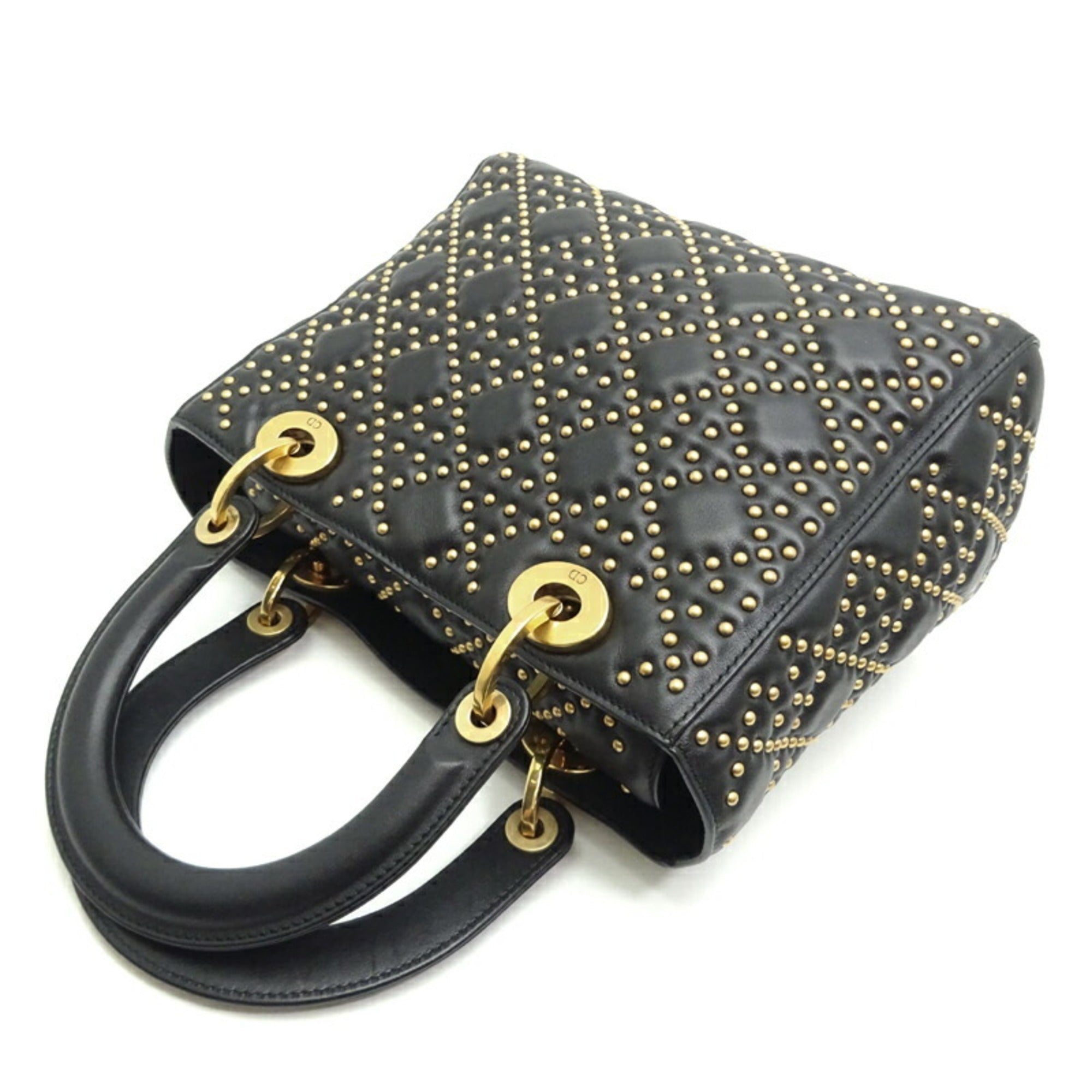 Christian Dior Lady Dior Black Leather Handbag ()