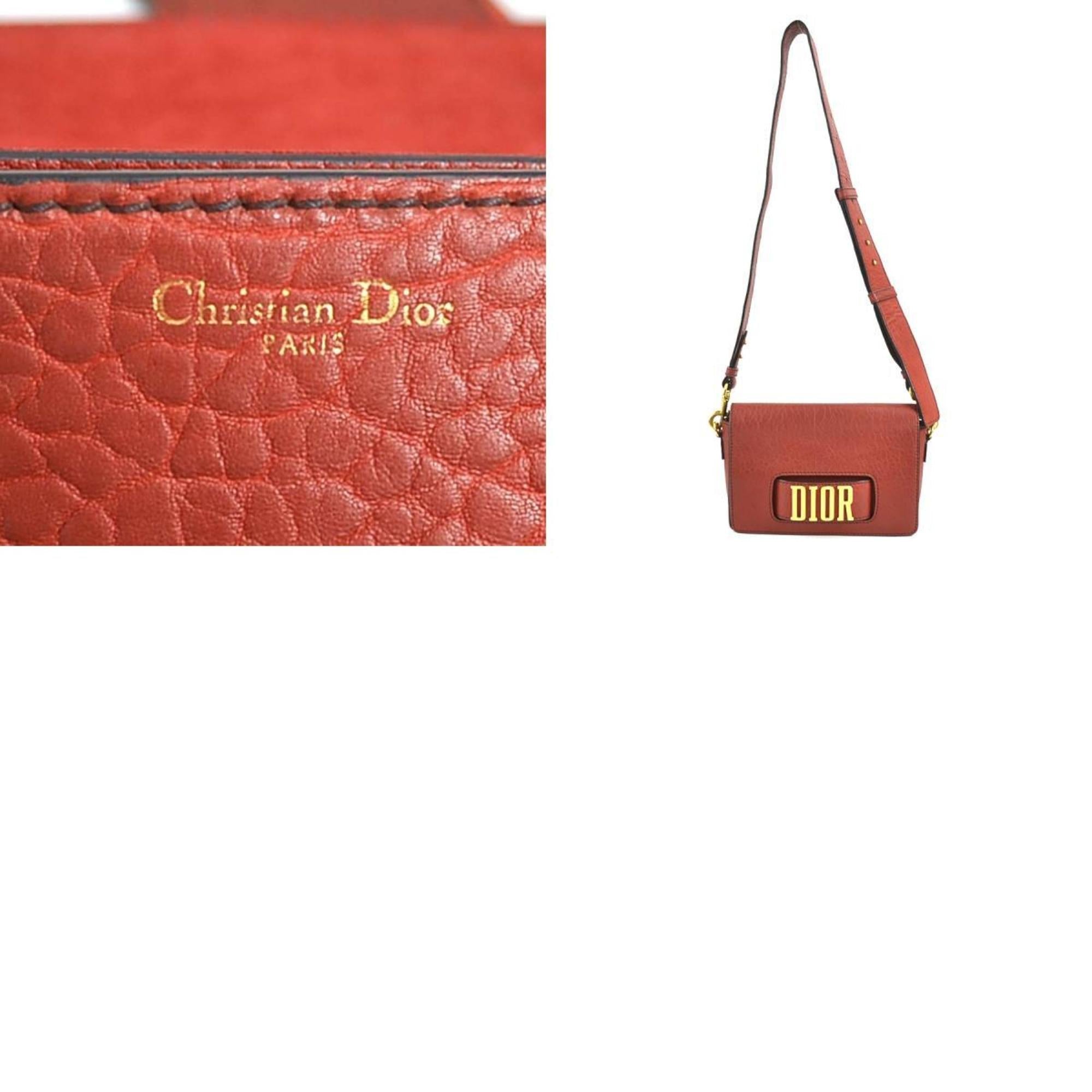 Christian Dior Red Color Leather Shoulder Bag ()