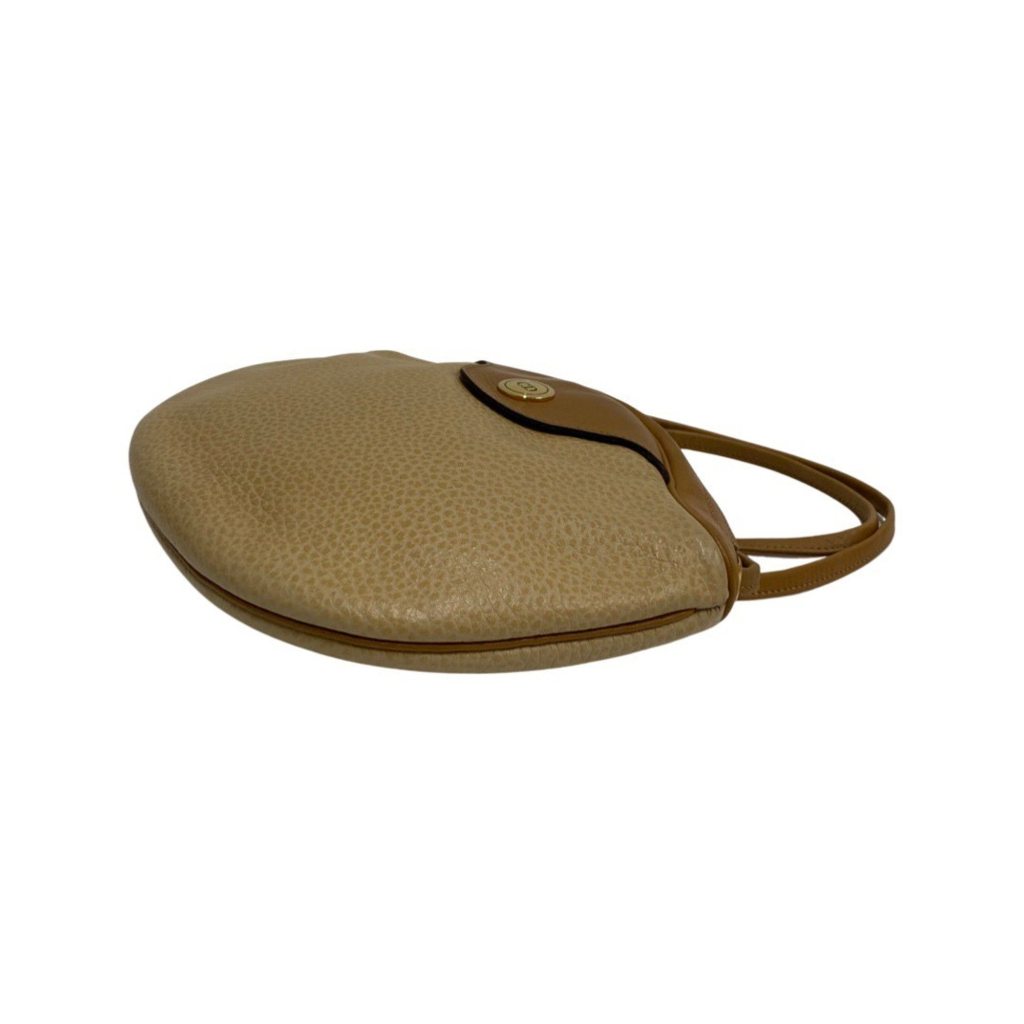 Christian Dior Beige Brown Leather Shoulder Bag ()