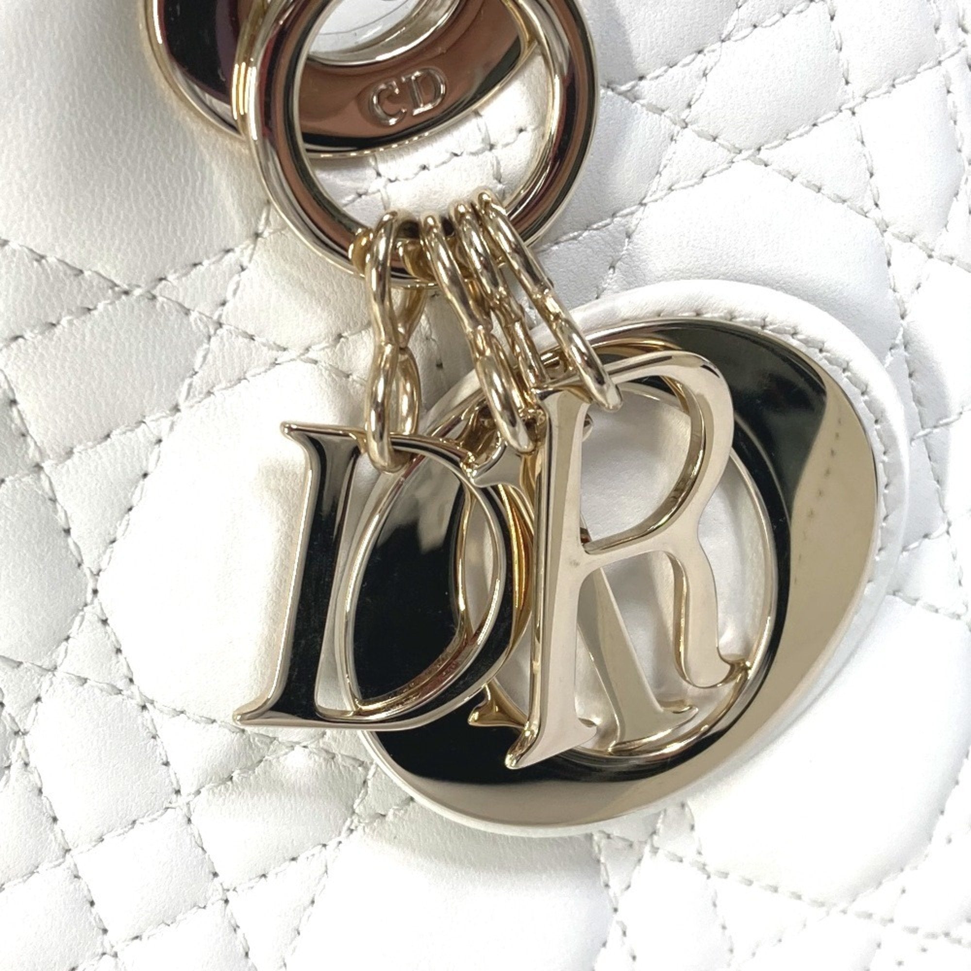 Christian Dior White Leather Handbag Shoulder Bag ()