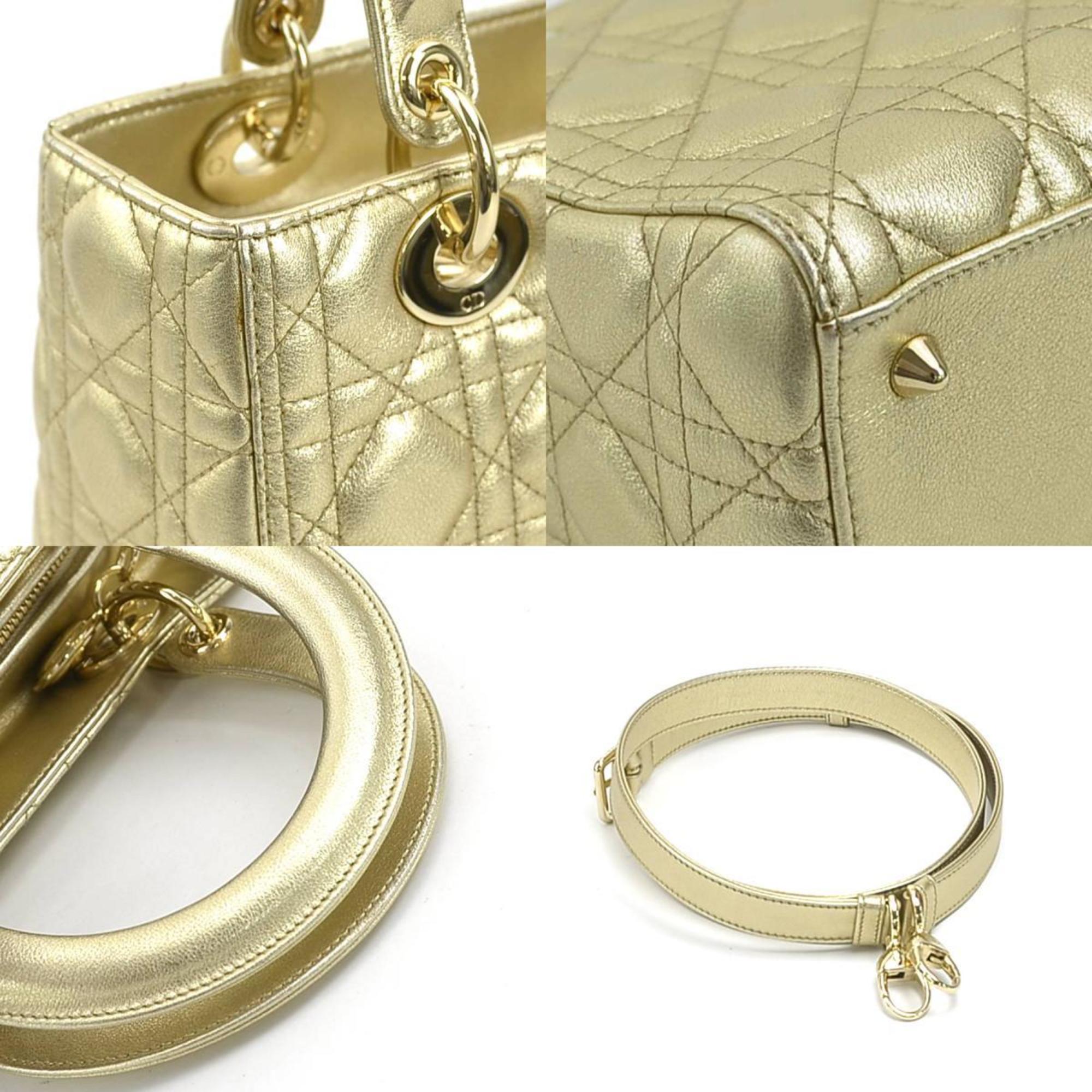 Christian Dior Gold Leather Handbag Shoulder Bag ()