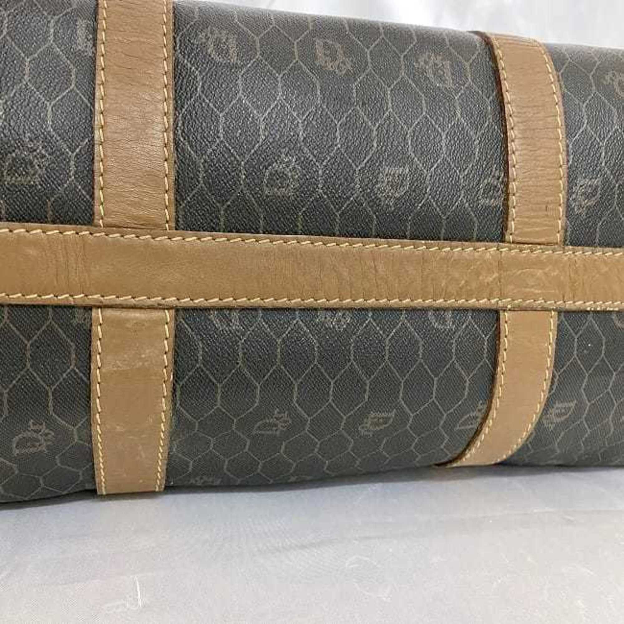 Christian Dior Brown Gray Pvc Leather Boston Bag ()