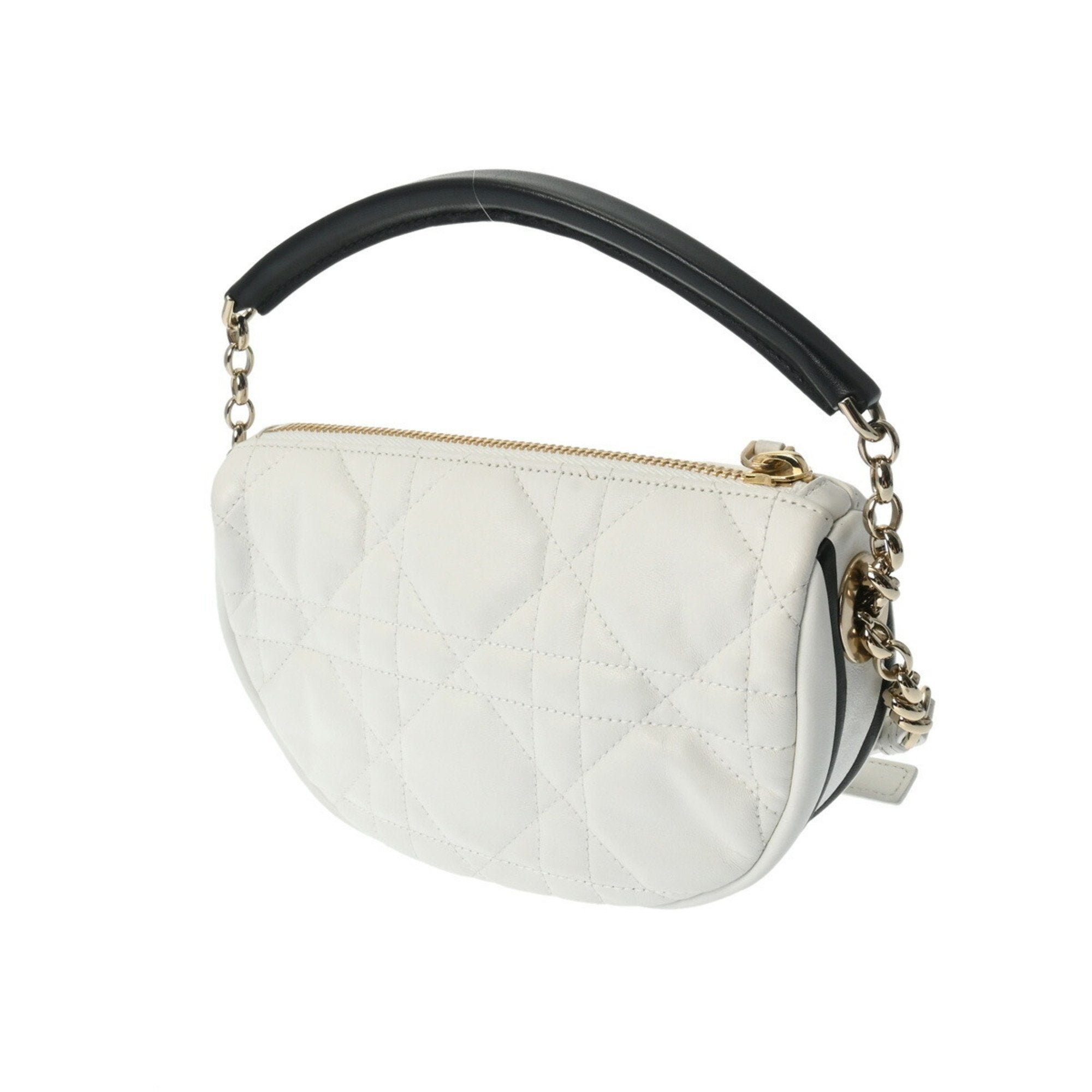 Christian Dior Black White Leather Shoulder Bag ()