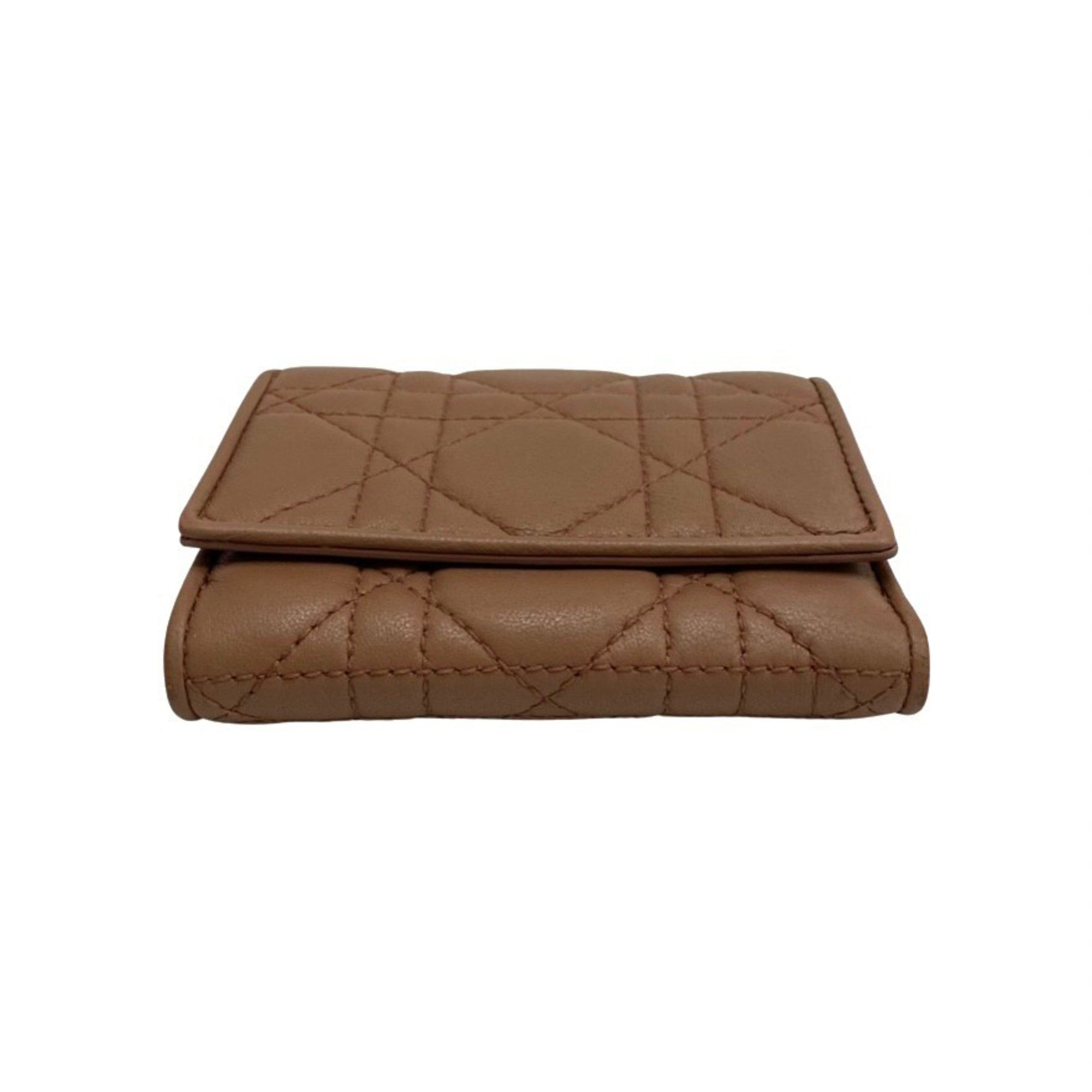Christian Dior Beige Pink Leather Wallet (Tri-Fold) ()