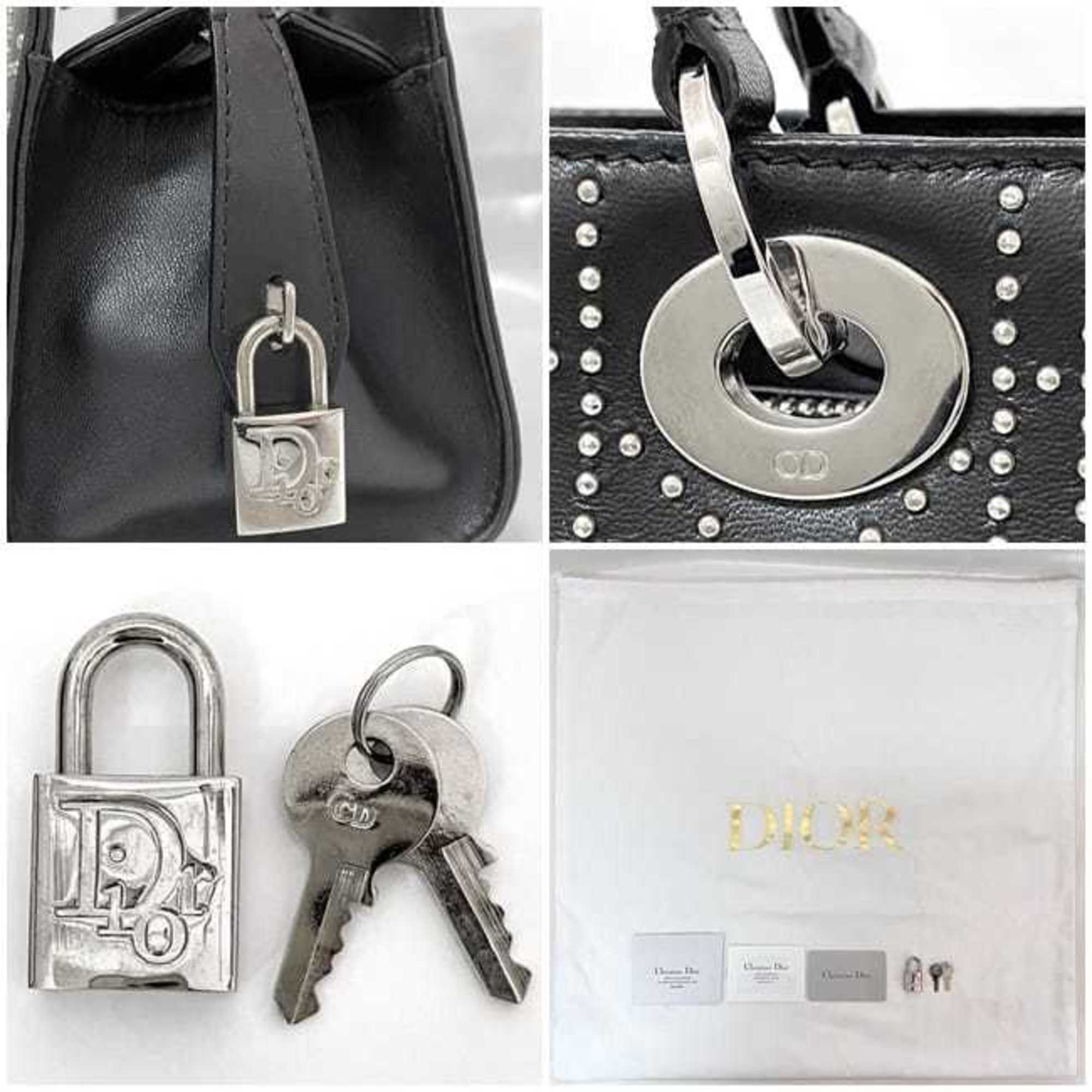 Christian Dior Black Leather Handbag Shoulder Bag ()