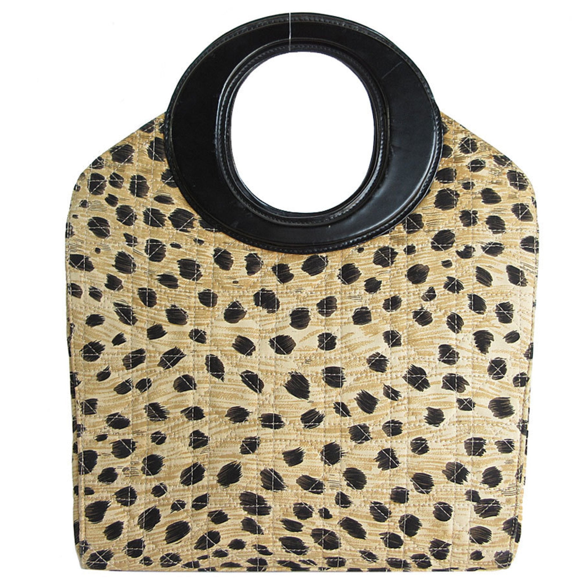Christian Dior Black Brown Canvas Leather Handbag ()