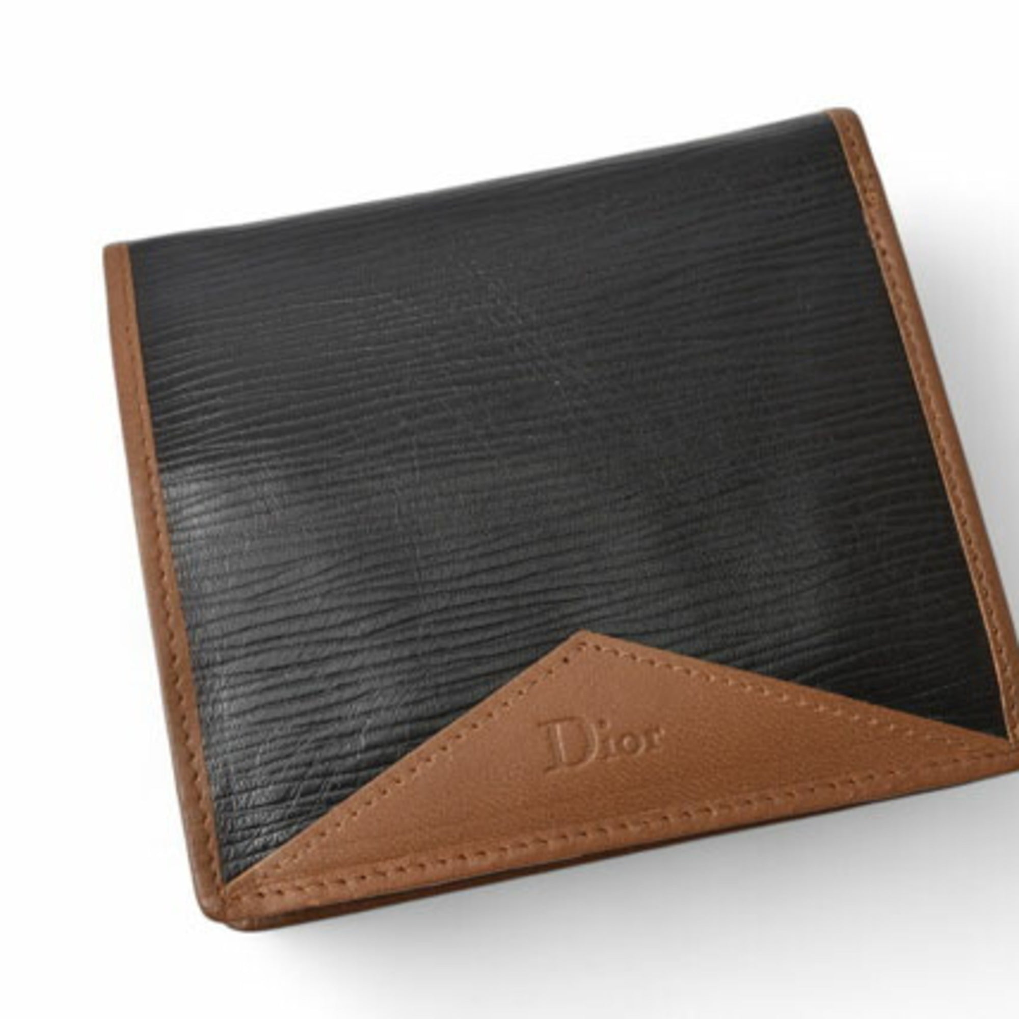 Christian Dior Black Brown Leather Wallet (Bi-Fold) ()