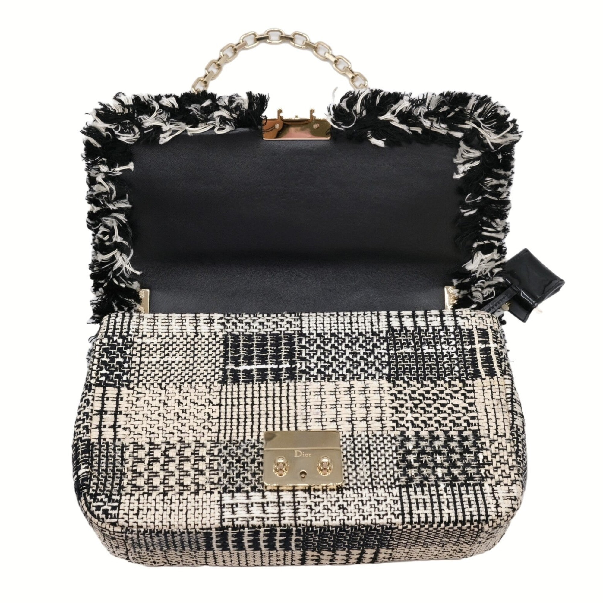 Christian Dior Black White Tweed Shoulder Bag ()