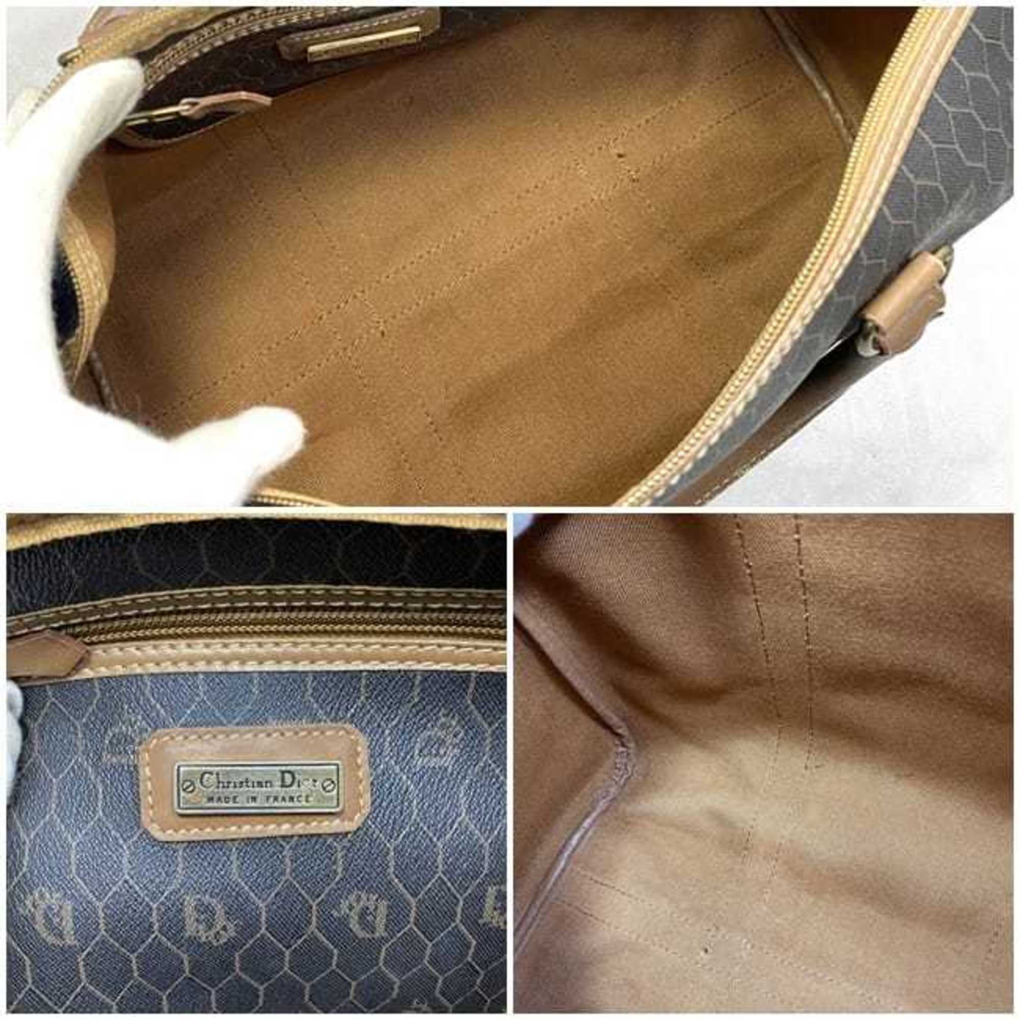 Christian Dior Brown Gray Pvc Leather Boston Bag ()