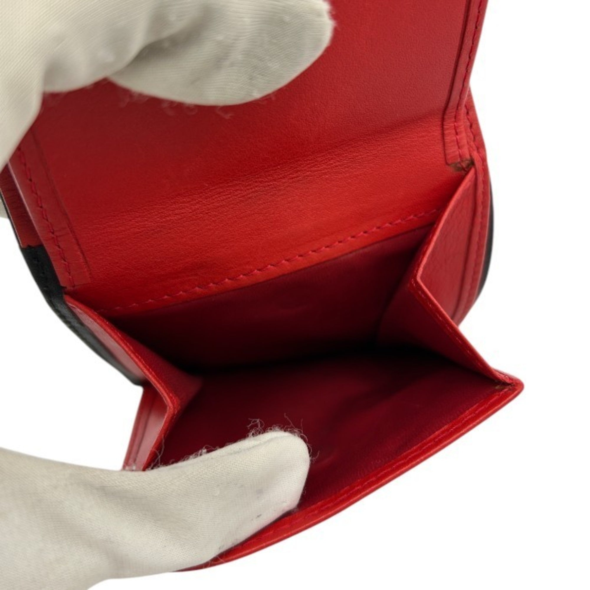 Christian Dior Black Red Color Leather Wallet (Bi-Fold) ()