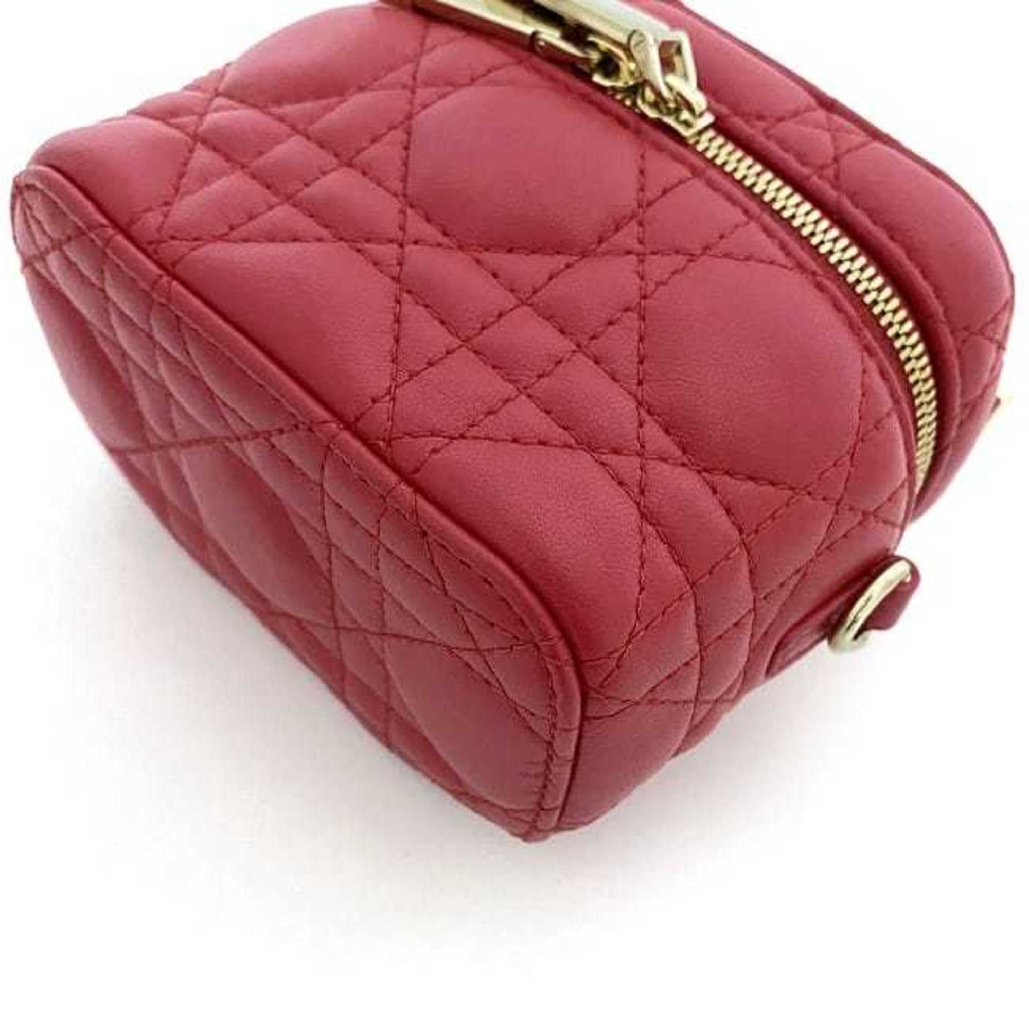 Christian Dior Red Color Leather Shoulder Bag Vanity Bag ()