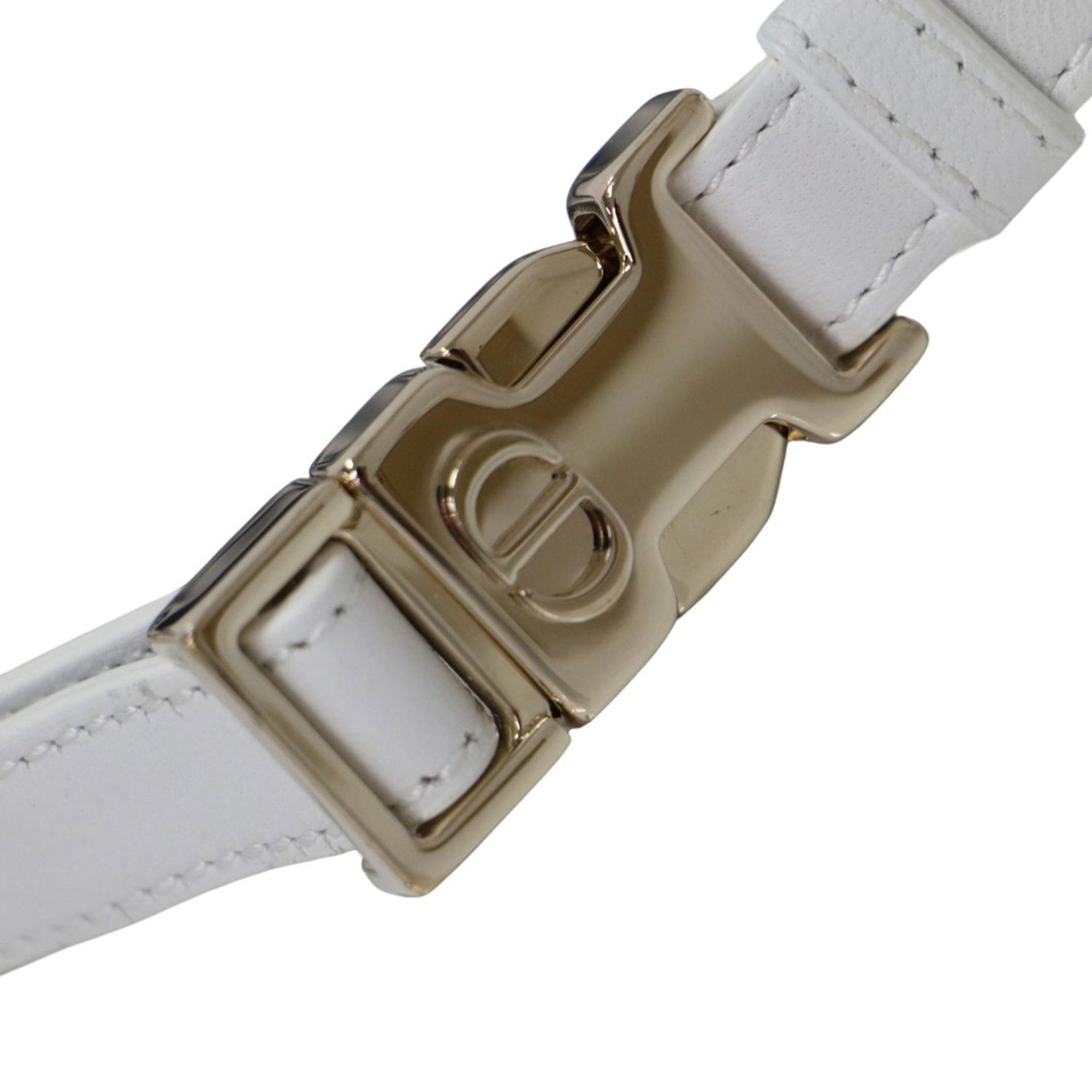 Christian Dior White Leather Handbag Shoulder Bag ()