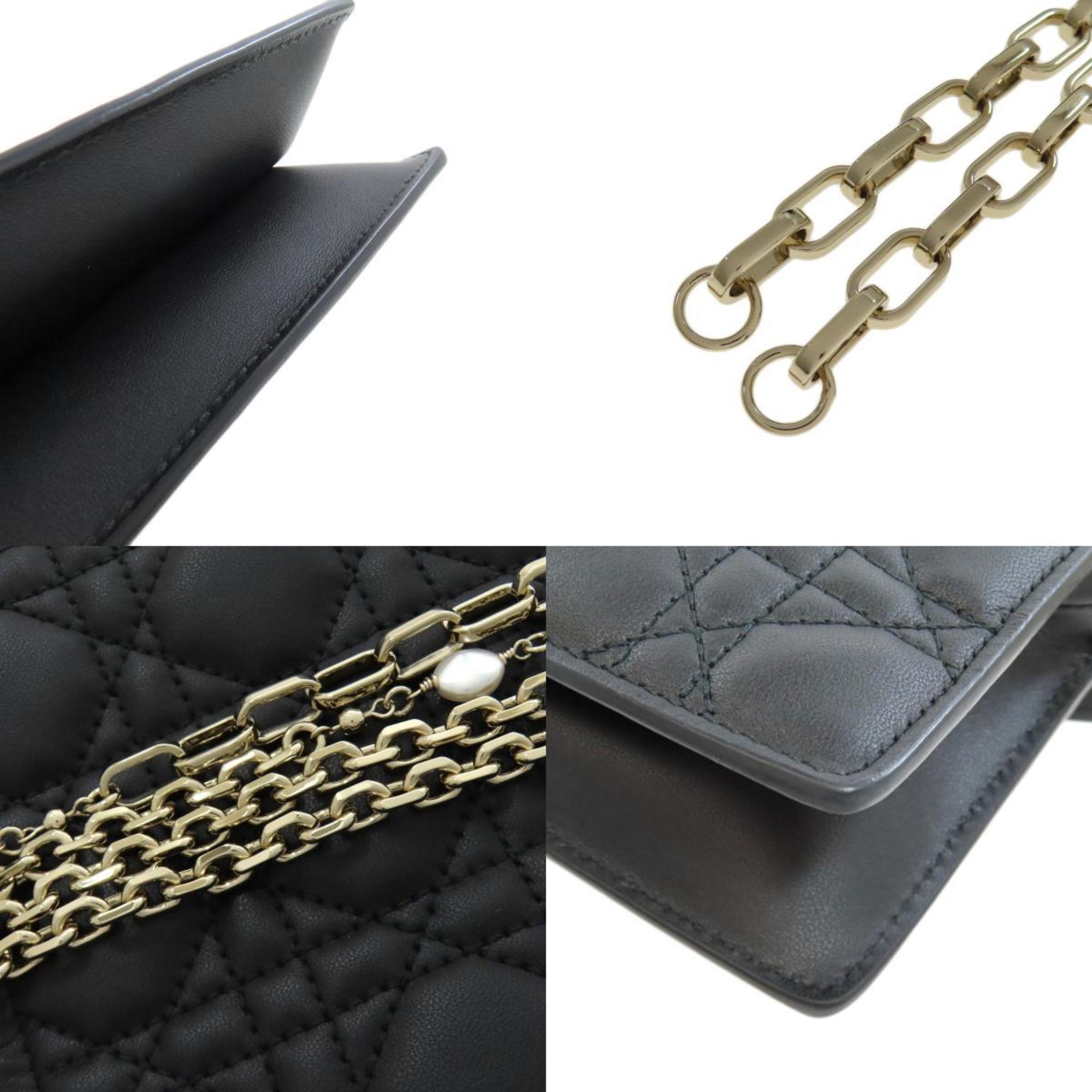 Christian Dior Lady Dior Black Leather Handbag ()