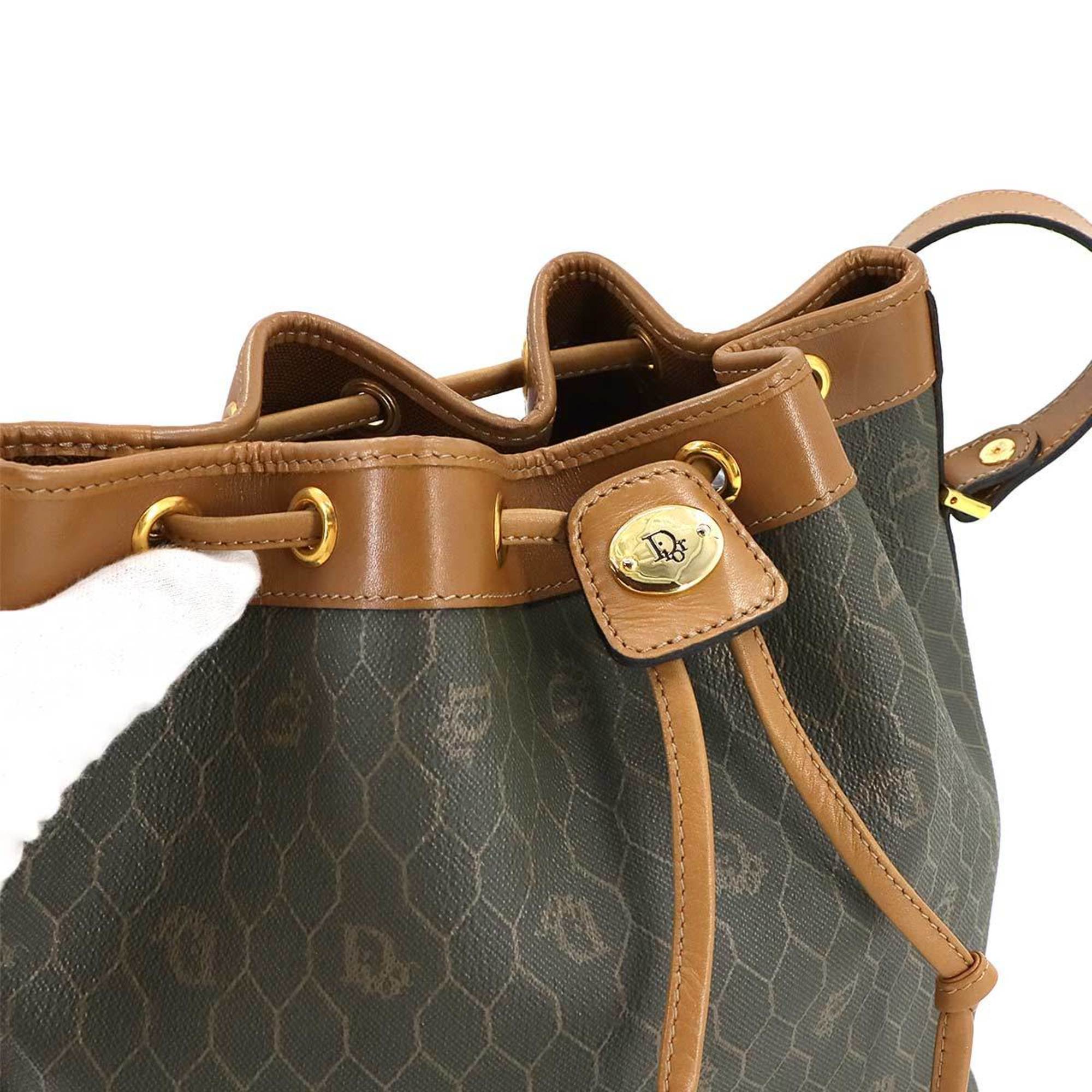 Christian Dior Brown Khaki Pvc Leather Shoulder Bag ()