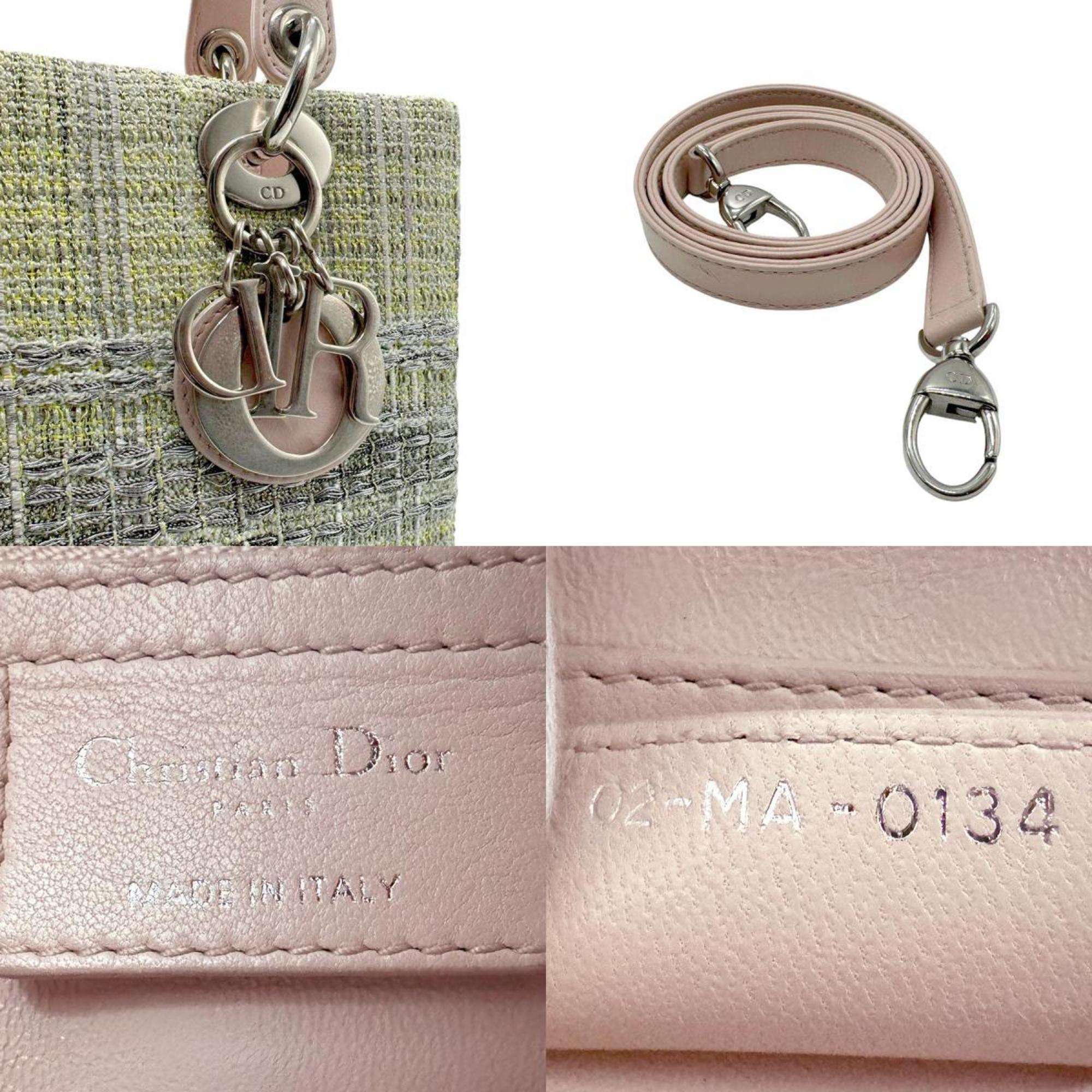 Christian Dior Silver Tweed Leather Handbag Shoulder Bag ()