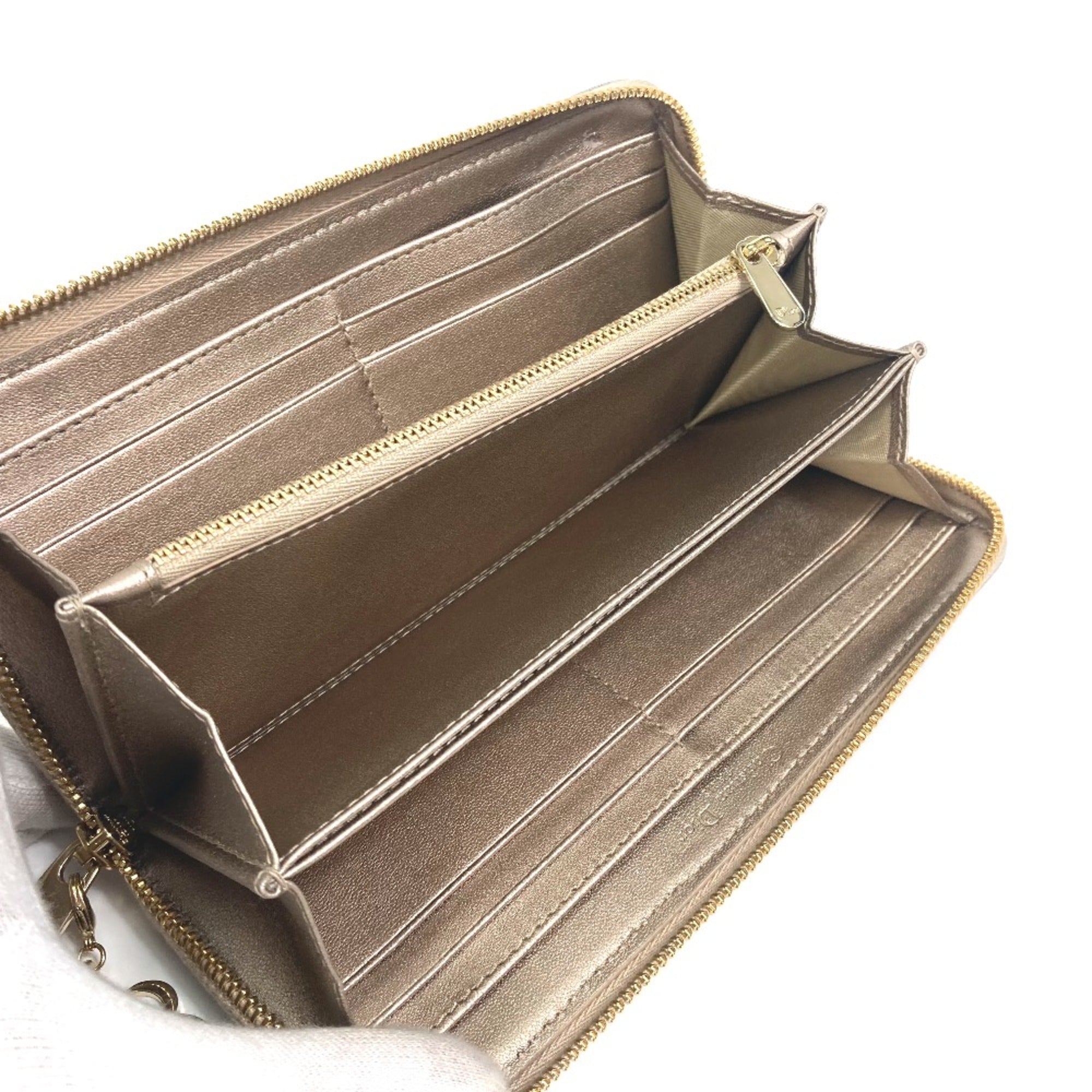 Christian Dior Gold Leather Long Wallet (Bi-Fold) ()
