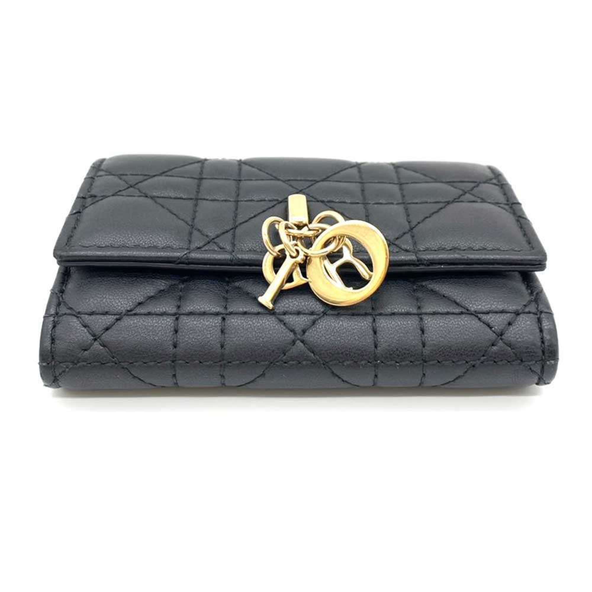Christian Dior Miss Dior Black Leather Bill Wallet (Bi-Fold) ()