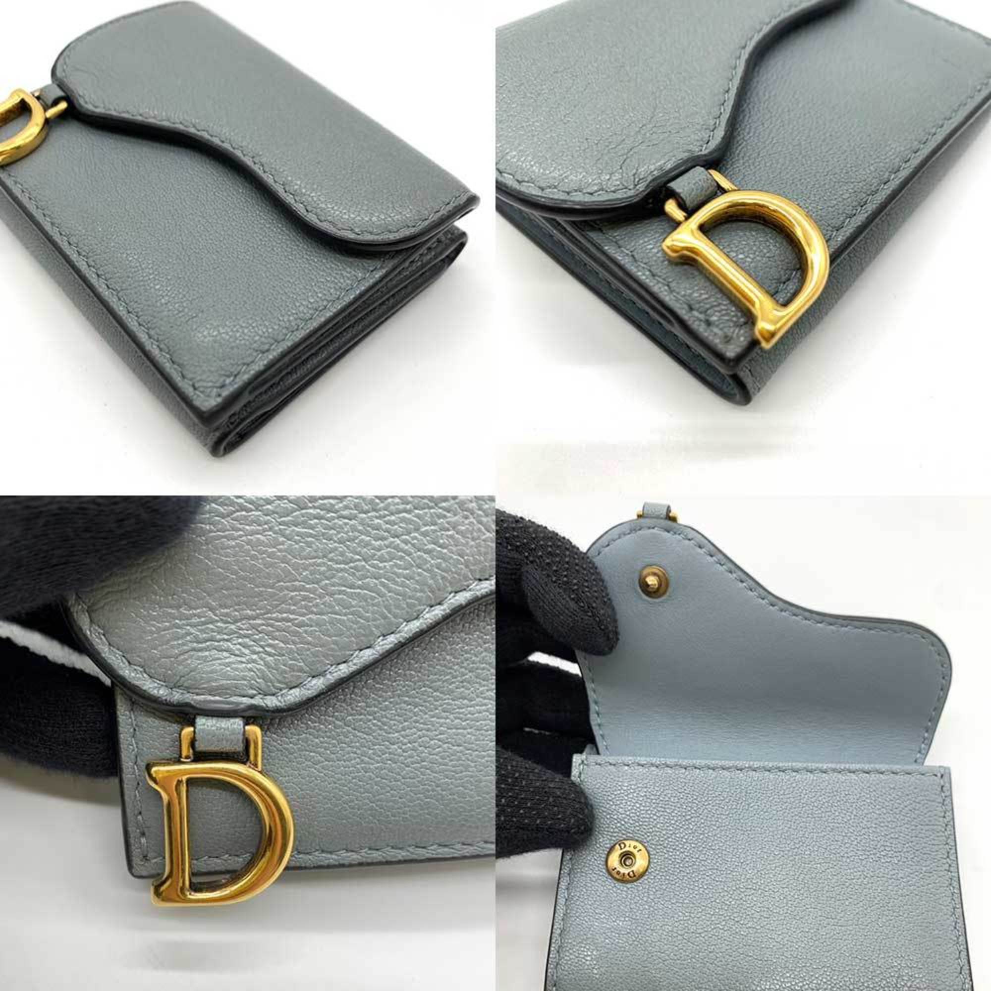 Christian Dior Gray Leather Wallet (Tri-Fold) ()
