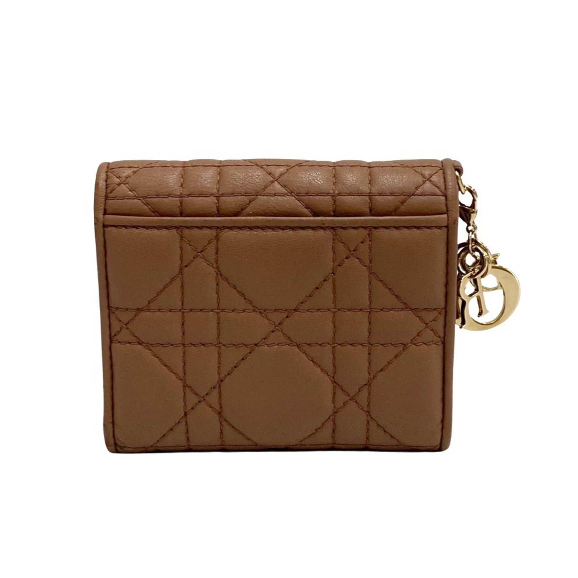 Christian Dior Beige Pink Leather Wallet (Tri-Fold) ()