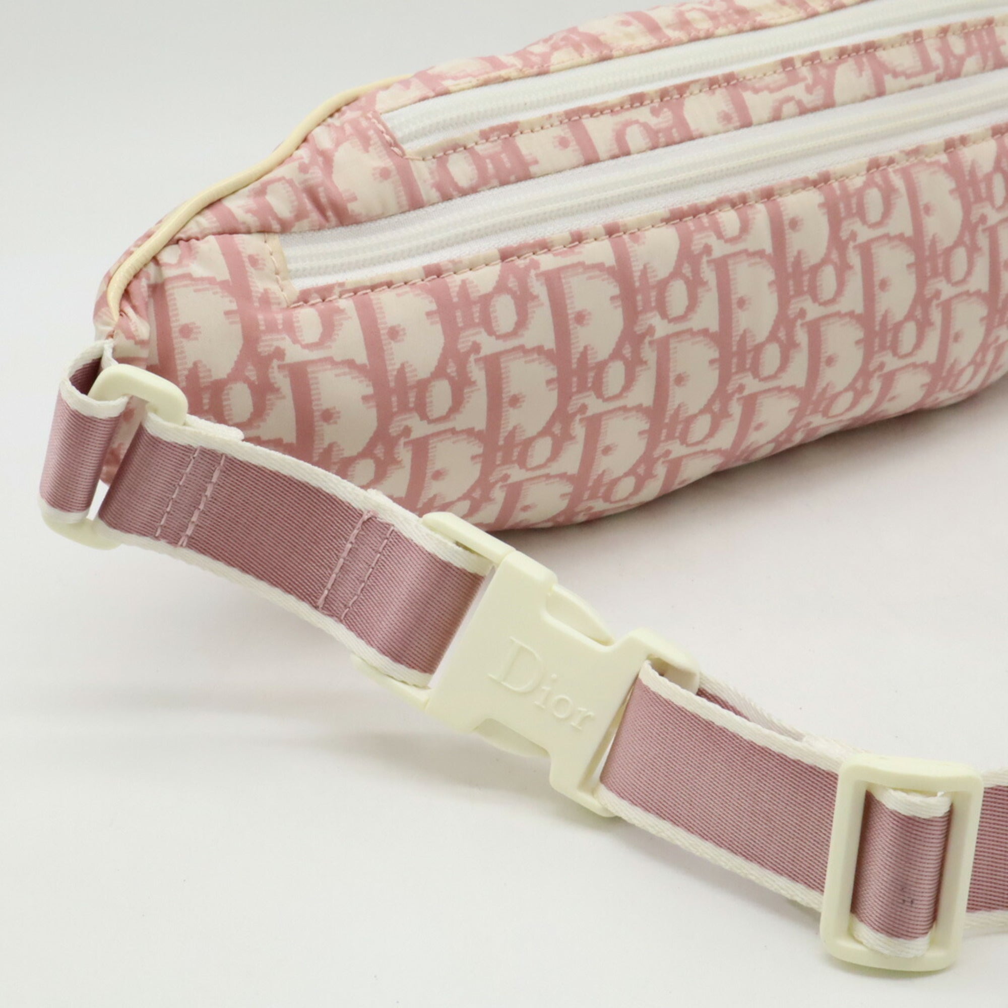 Christian Dior Pink White Nylon Patent Leather Fanny Pack Pouch ()