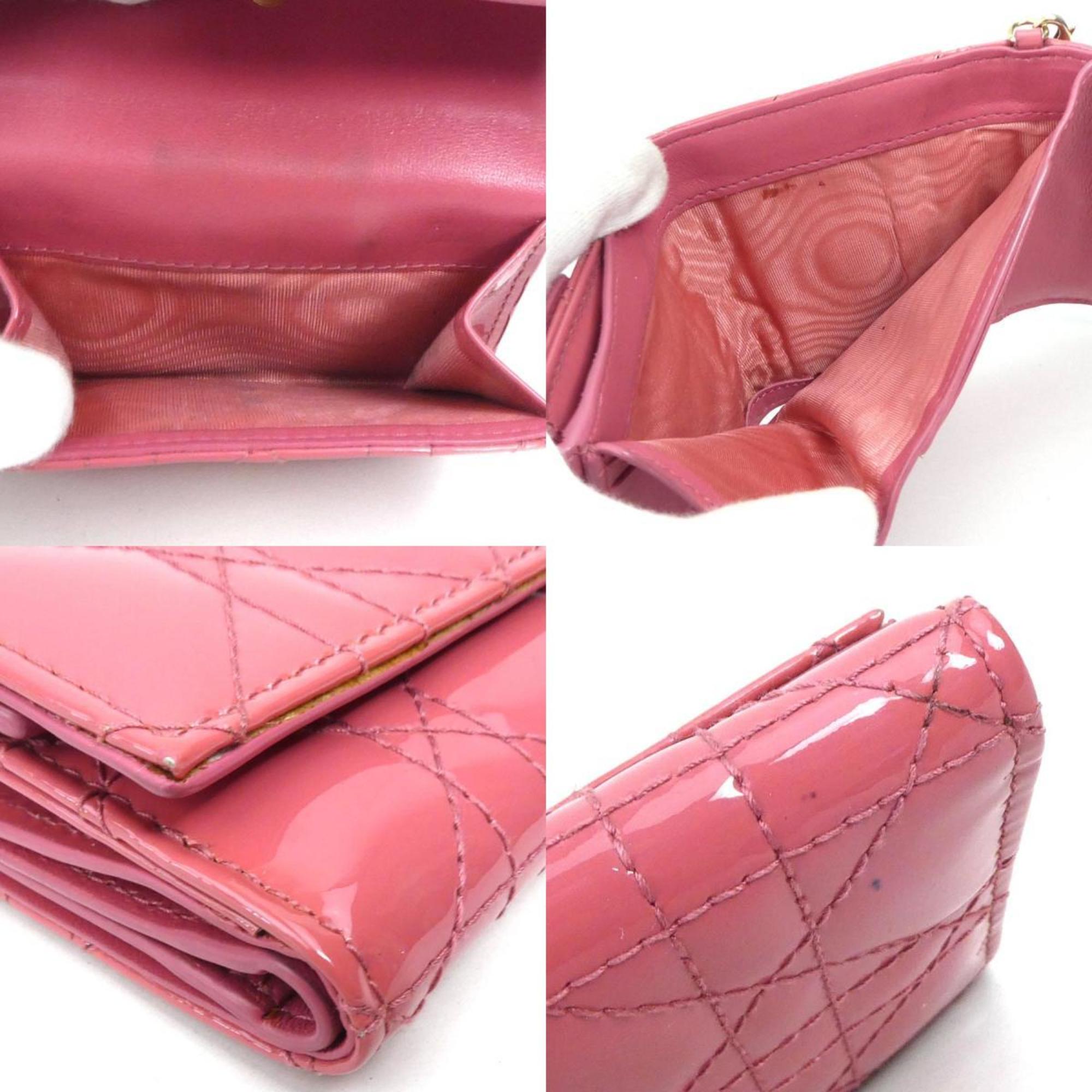 Christian Dior Pink Patent Leather Wallet (Tri-Fold) ()