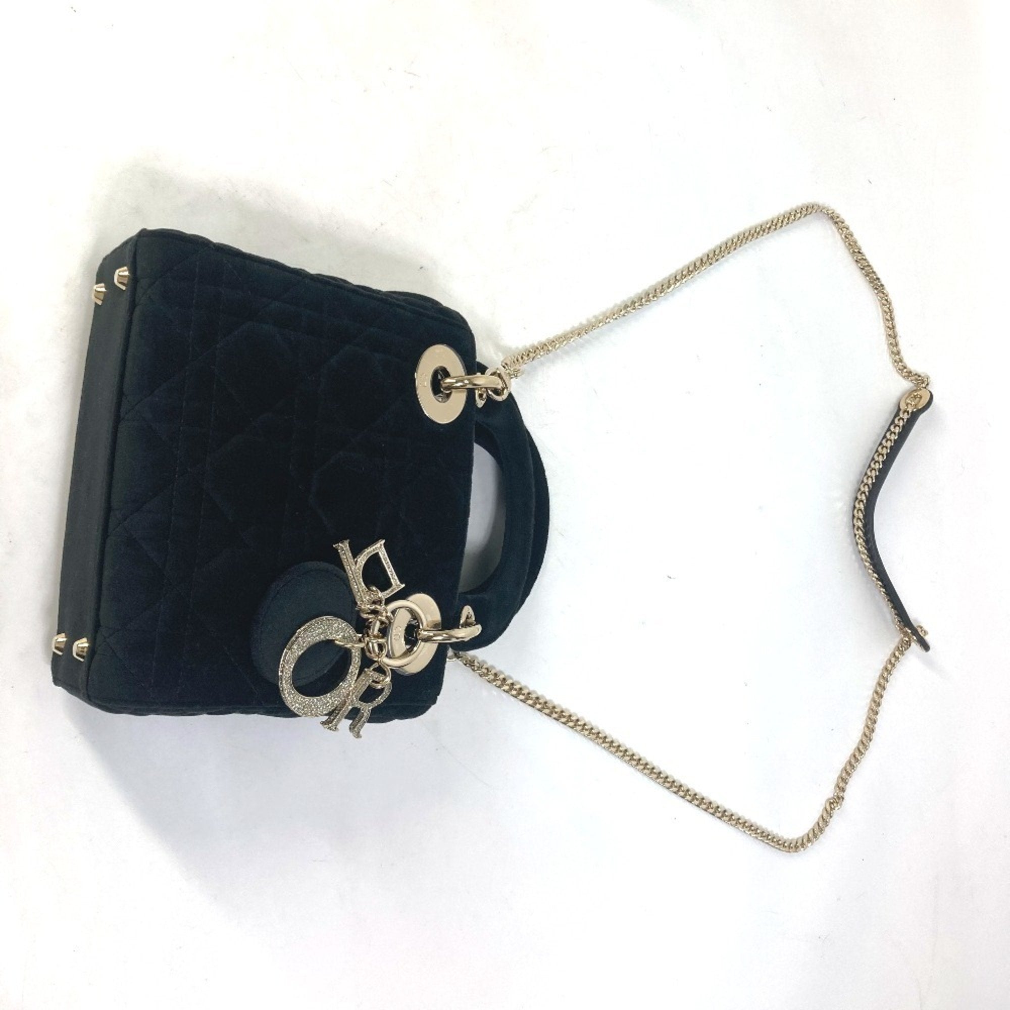 Christian Dior Lady Dior Black Leather Handbag Shoulder Bag ()