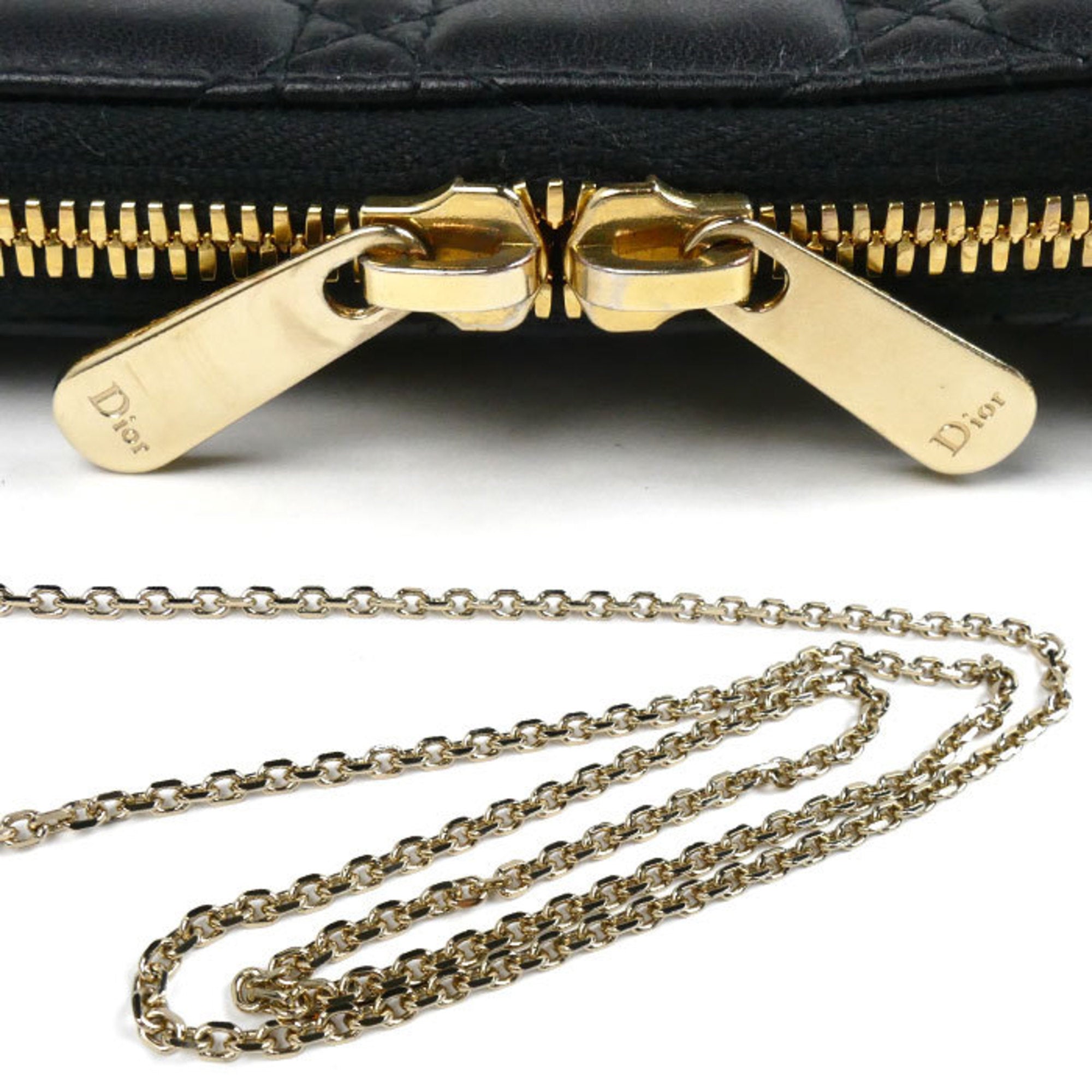 Christian Dior Lady Dior Black Leather Pouch Shoulder Bag ()
