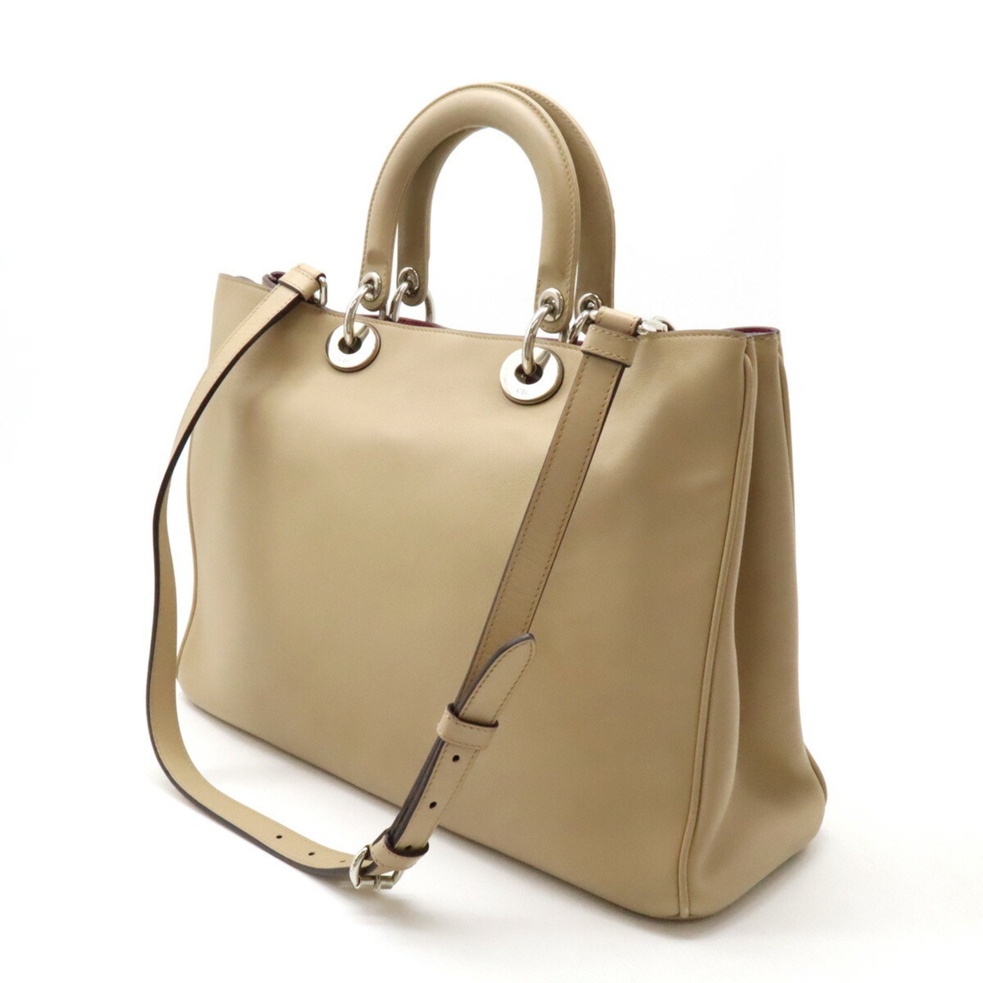 Christian Dior Diorissimo Beige Purple Handbag Pouch Shoulder Bag Tote Bag ()