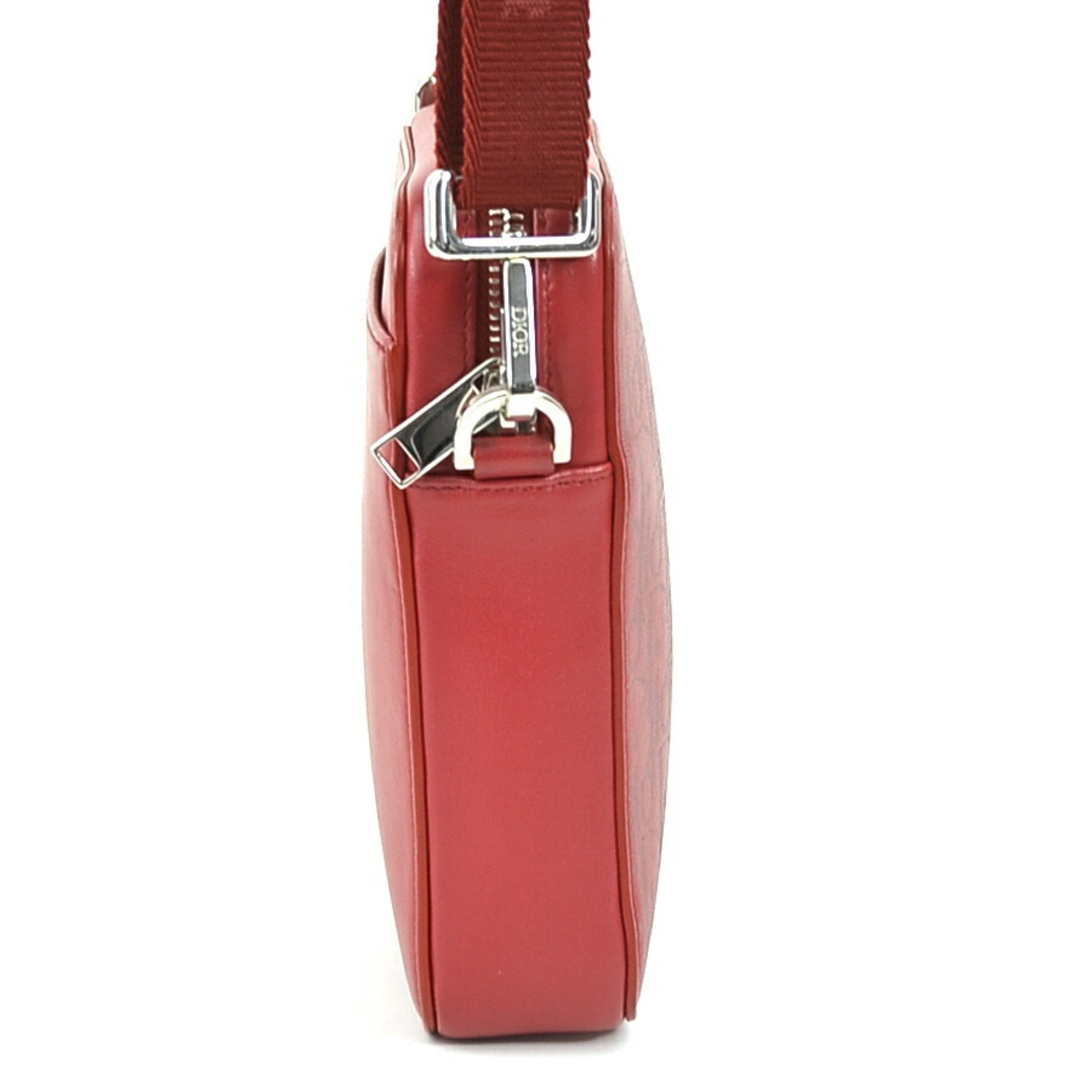 Christian Dior Dark Red Gray Leather Shoulder Bag ()