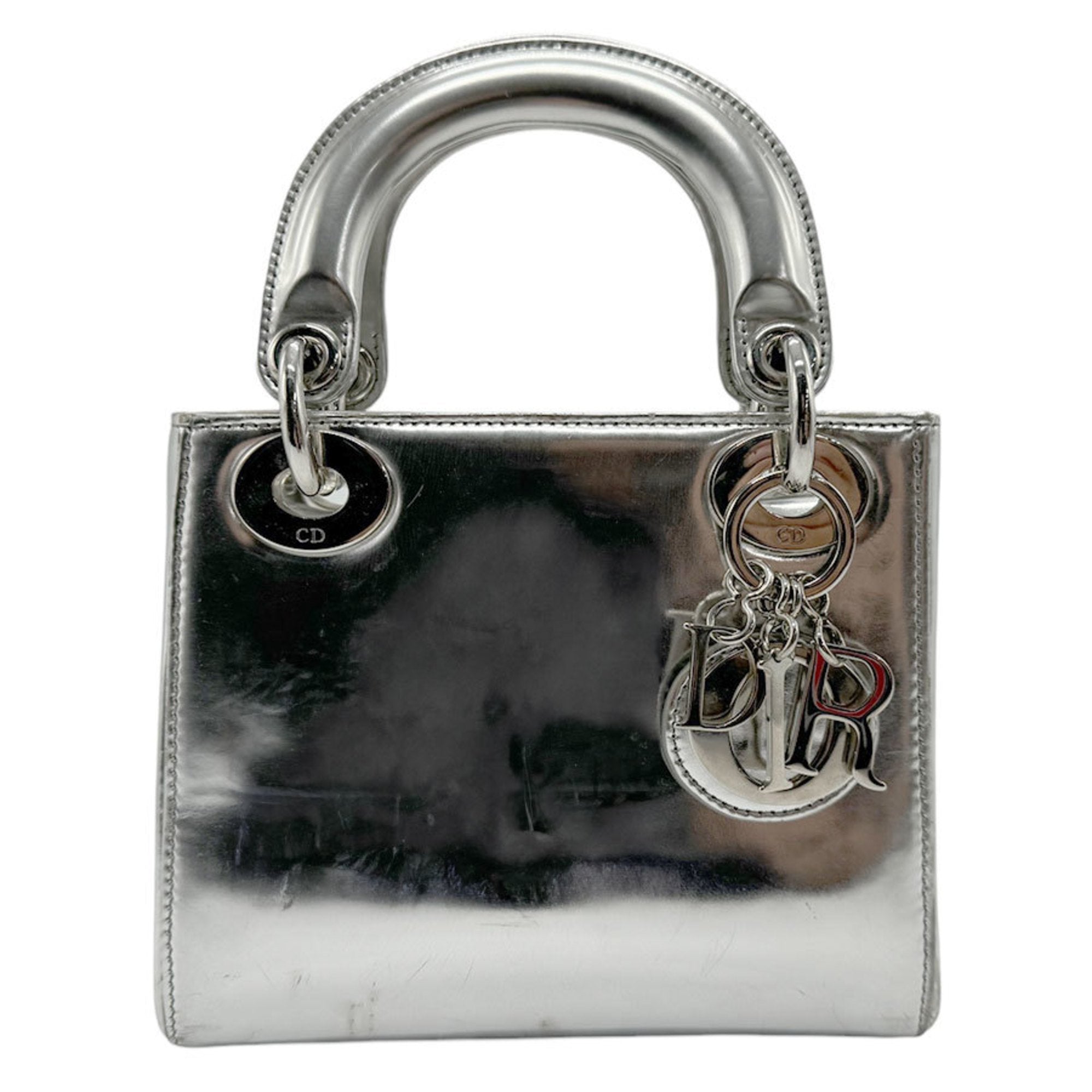 Christian Dior Silver Leather Handbag Shoulder Bag ()