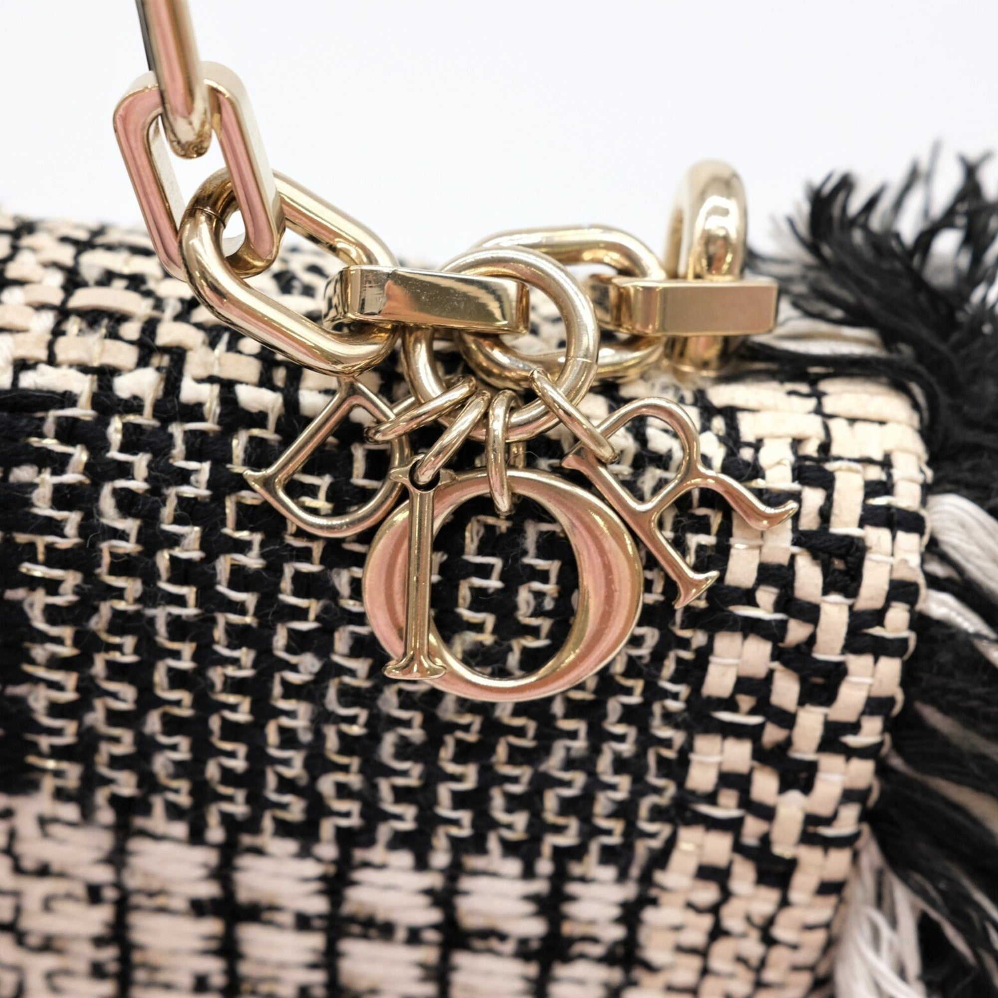 Christian Dior Black White Tweed Shoulder Bag ()