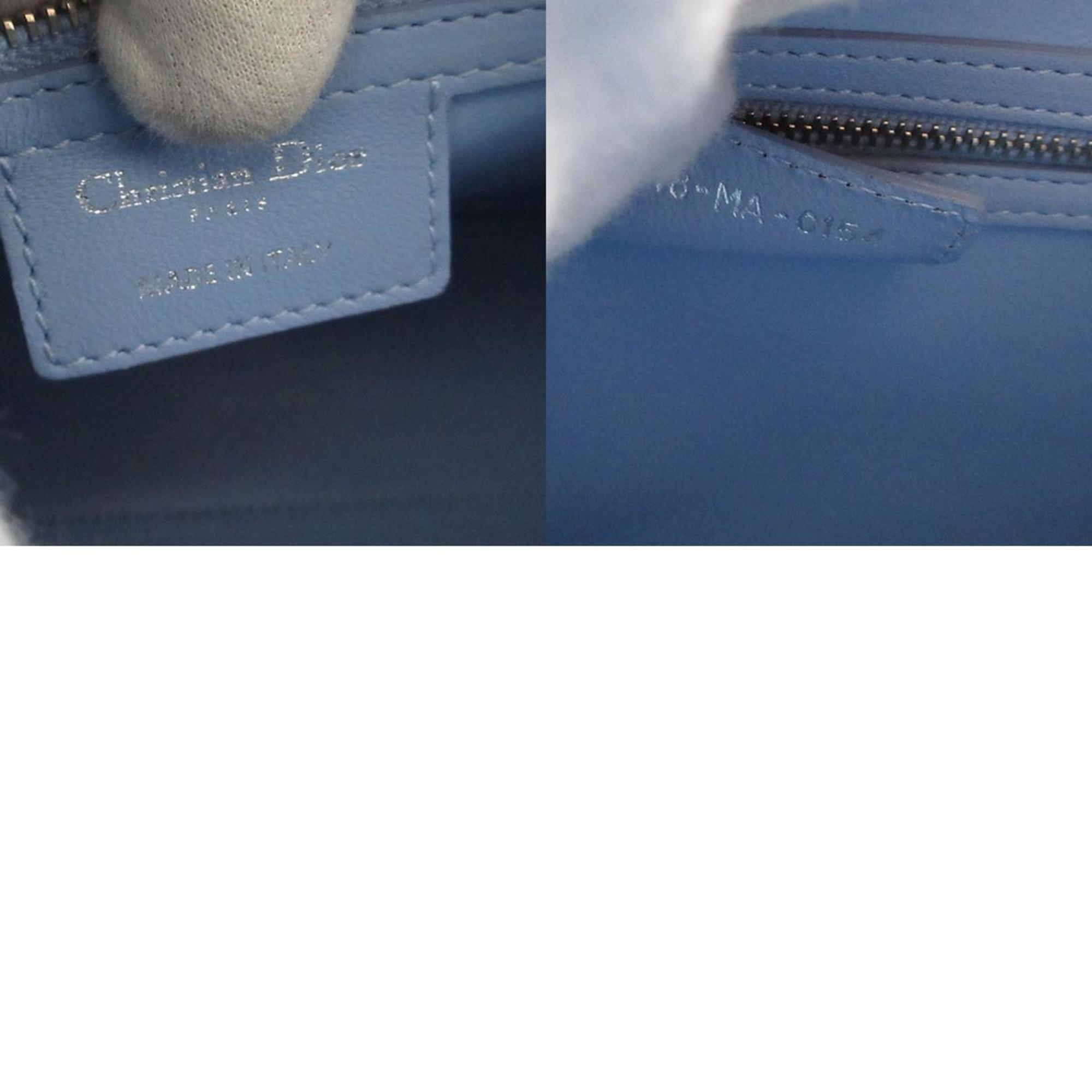 Christian Dior Black Light Blue White Leather Handbag Shoulder Bag ()