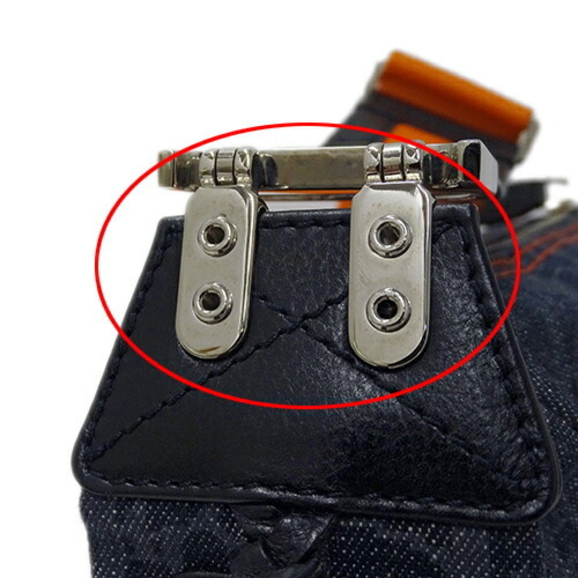 Christian Dior Navy Orange Denim Shoulder Bag ()