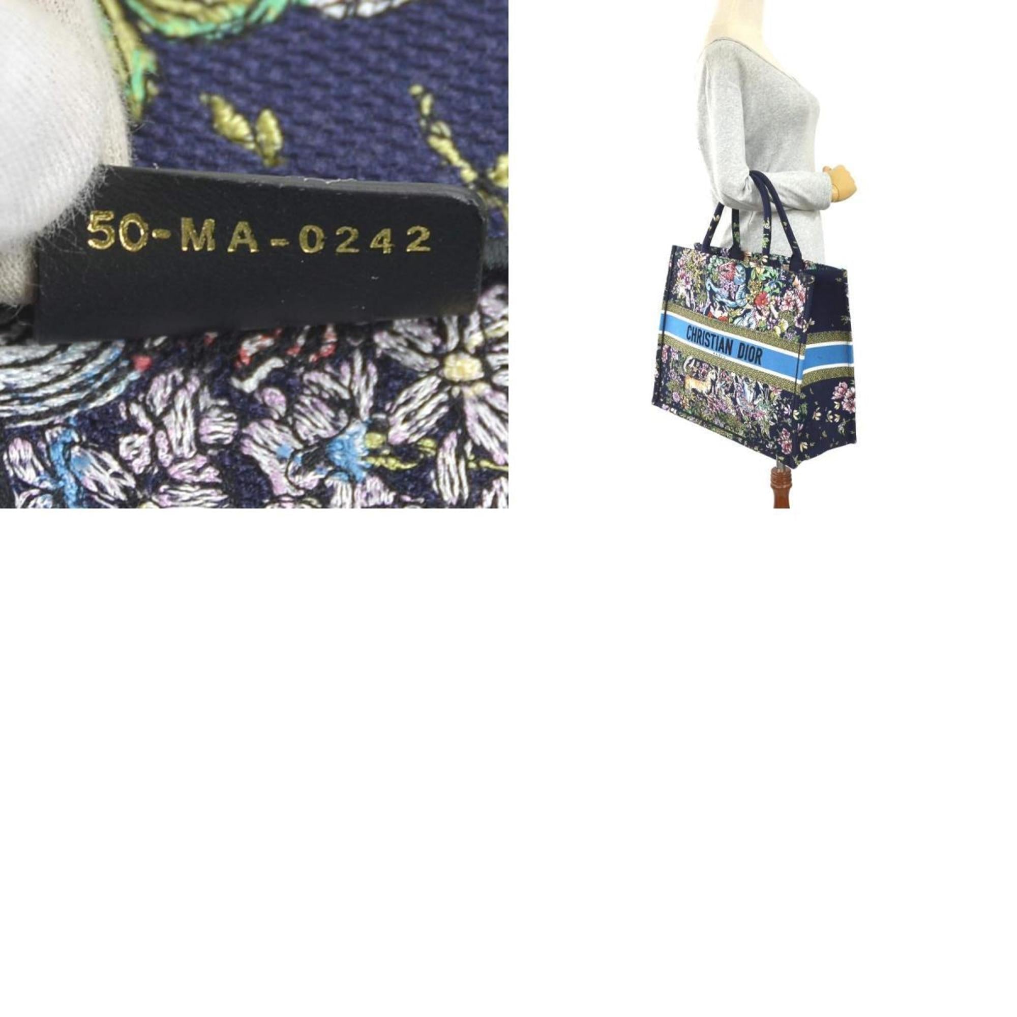 Christian Dior Navy Canvas Handbag Tote Bag ()