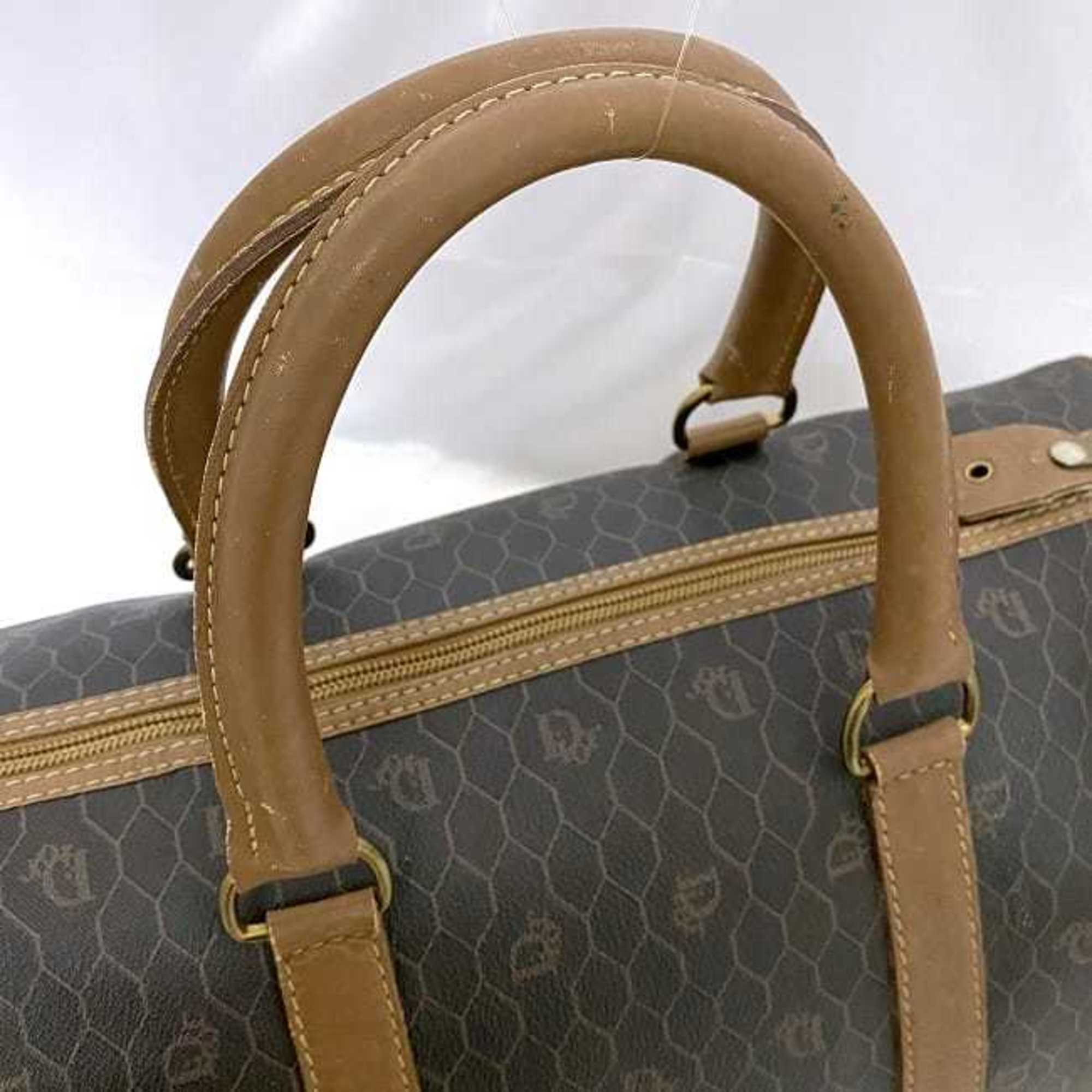 Christian Dior Brown Gray Pvc Leather Boston Bag ()