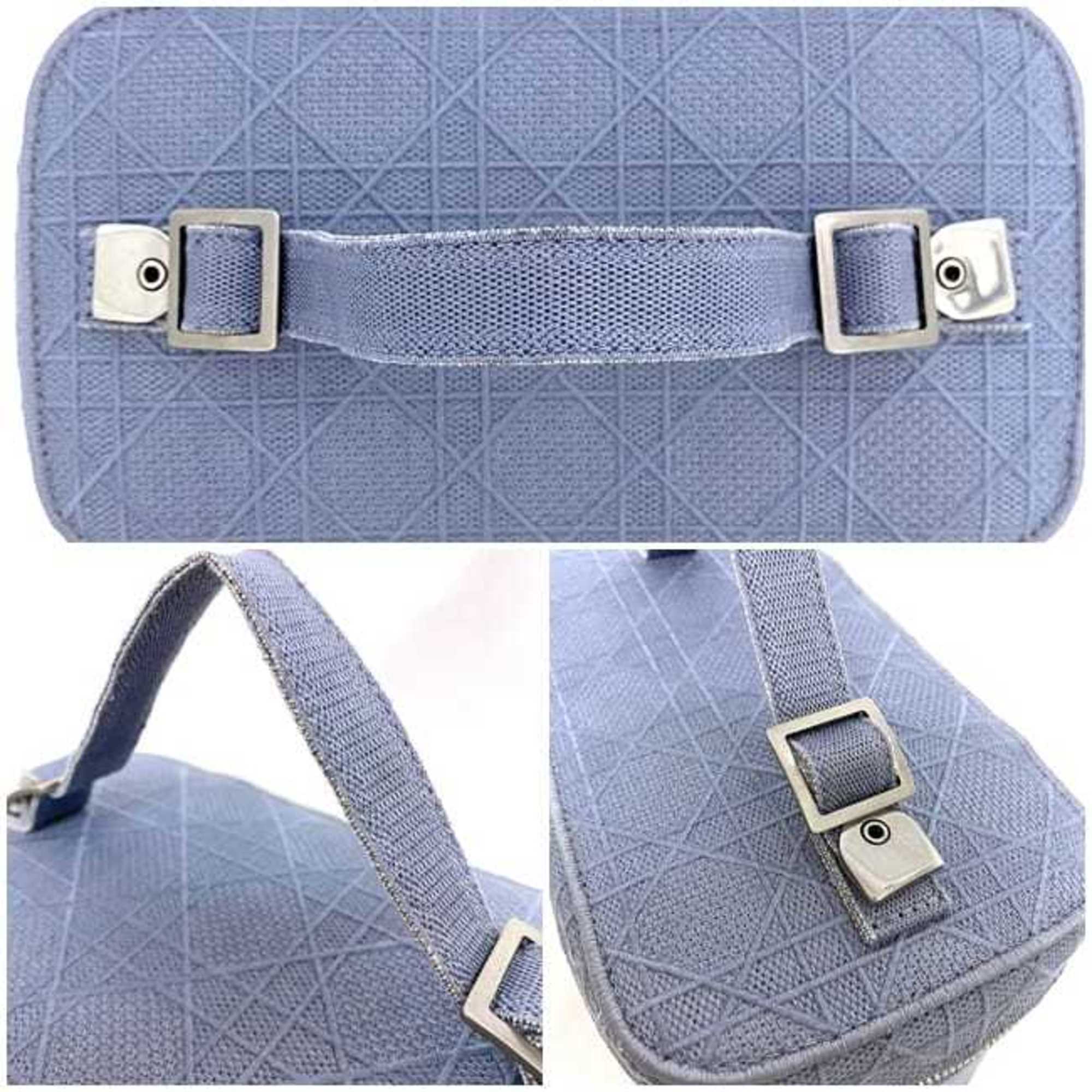 Christian Dior Light Blue Canvas Handbag Vanity Bag ()