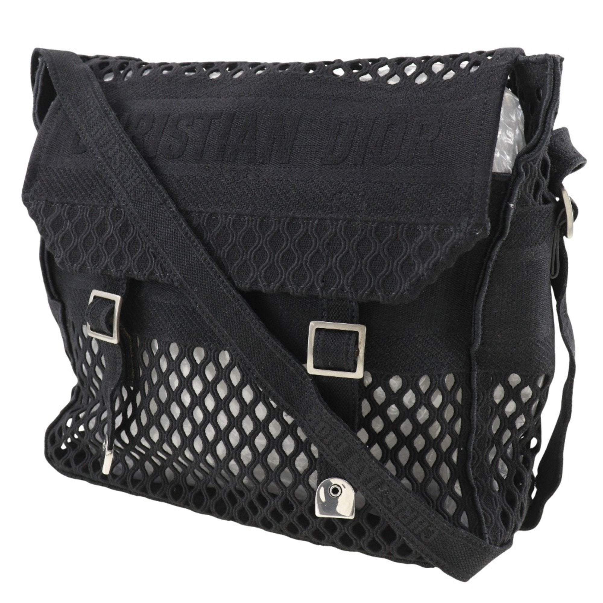 Christian Dior Black Mesh Messenger Bag Shoulder Bag ()