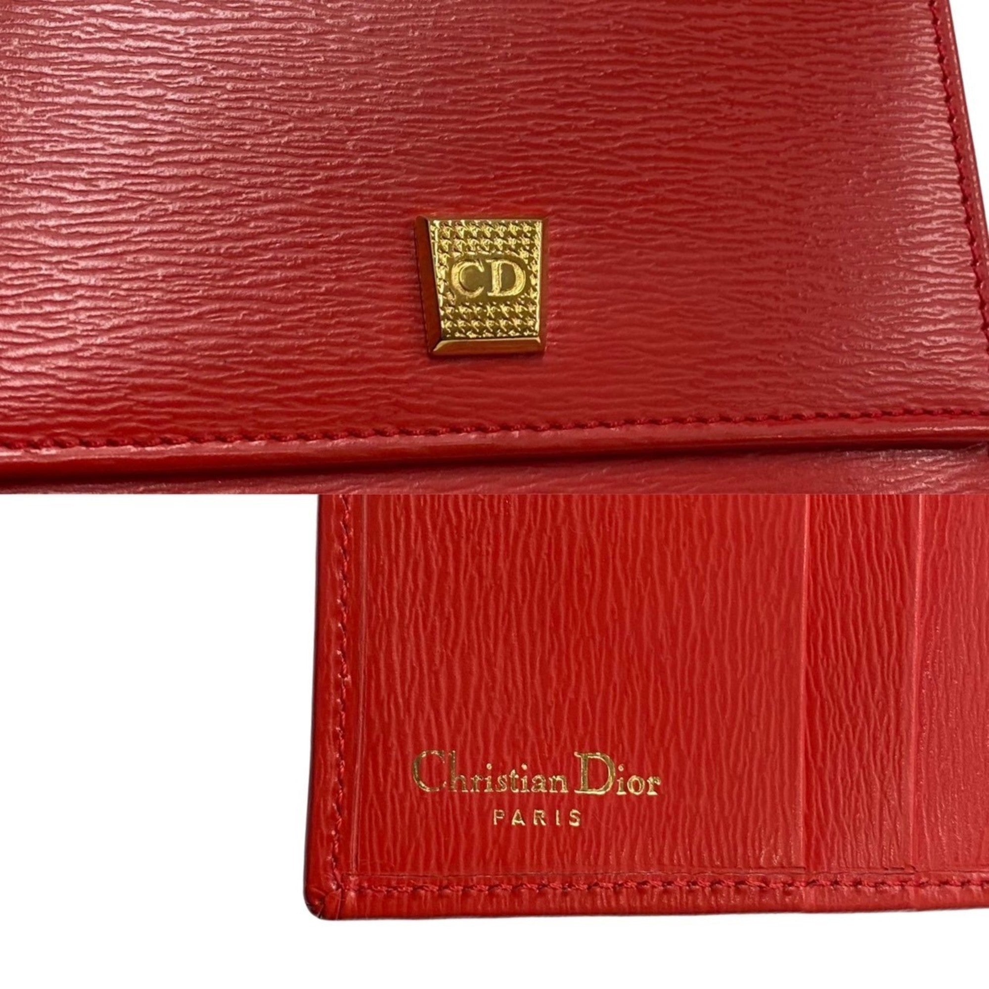 Christian Dior Red Color Leather Wallet (Tri-Fold) ()