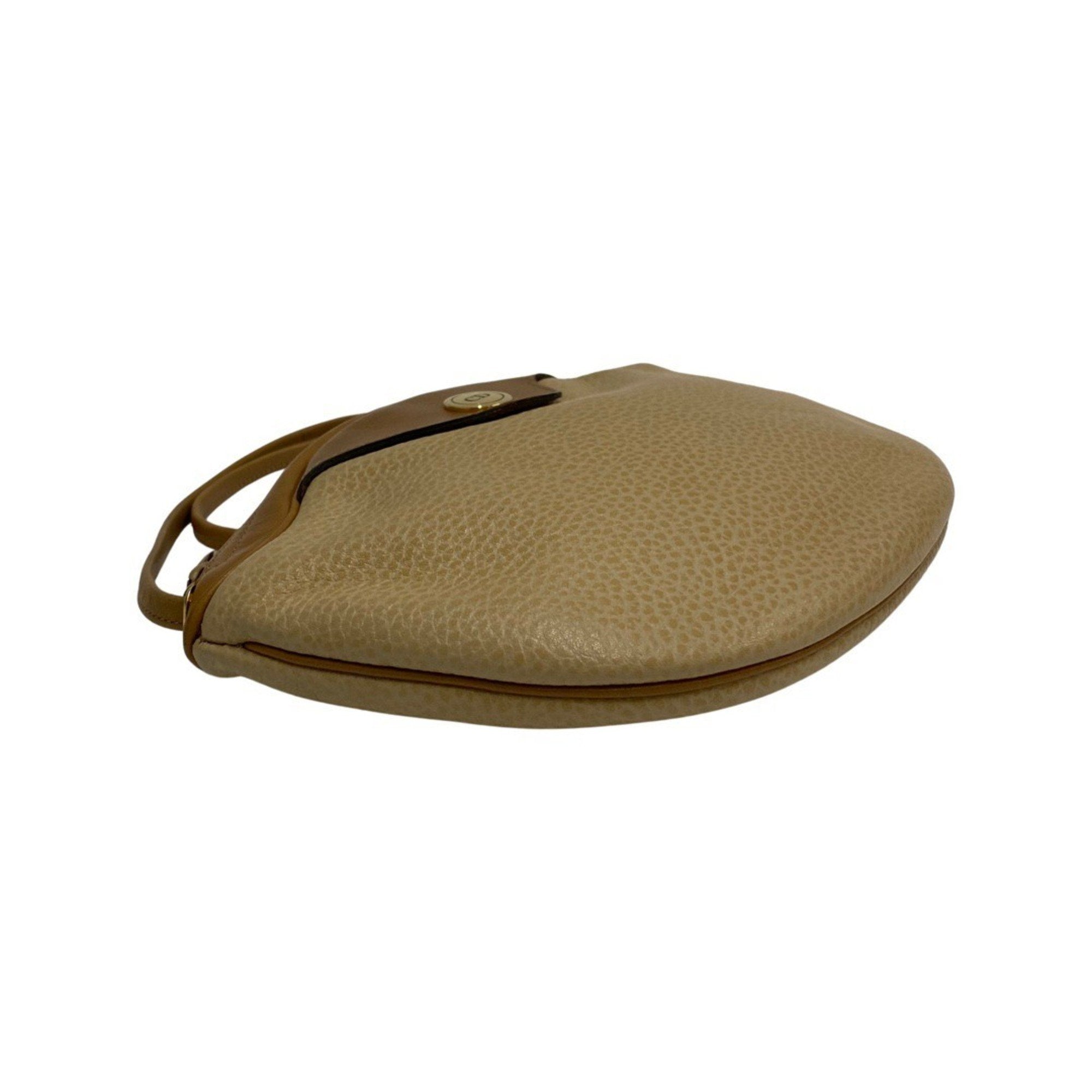 Christian Dior Beige Brown Leather Shoulder Bag ()