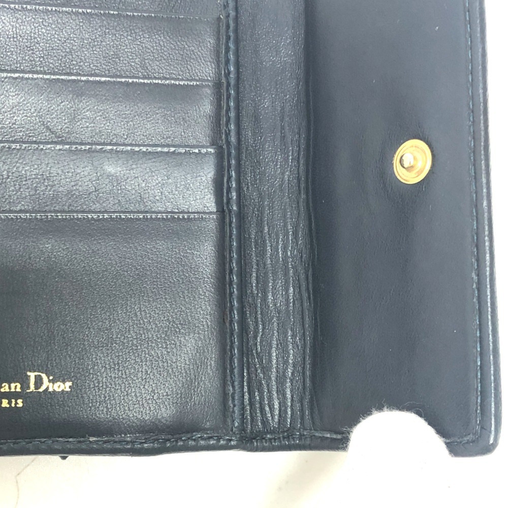 Christian Dior Cannage/Lady Dior Navy Leather Coin Purse/Coin Case ()