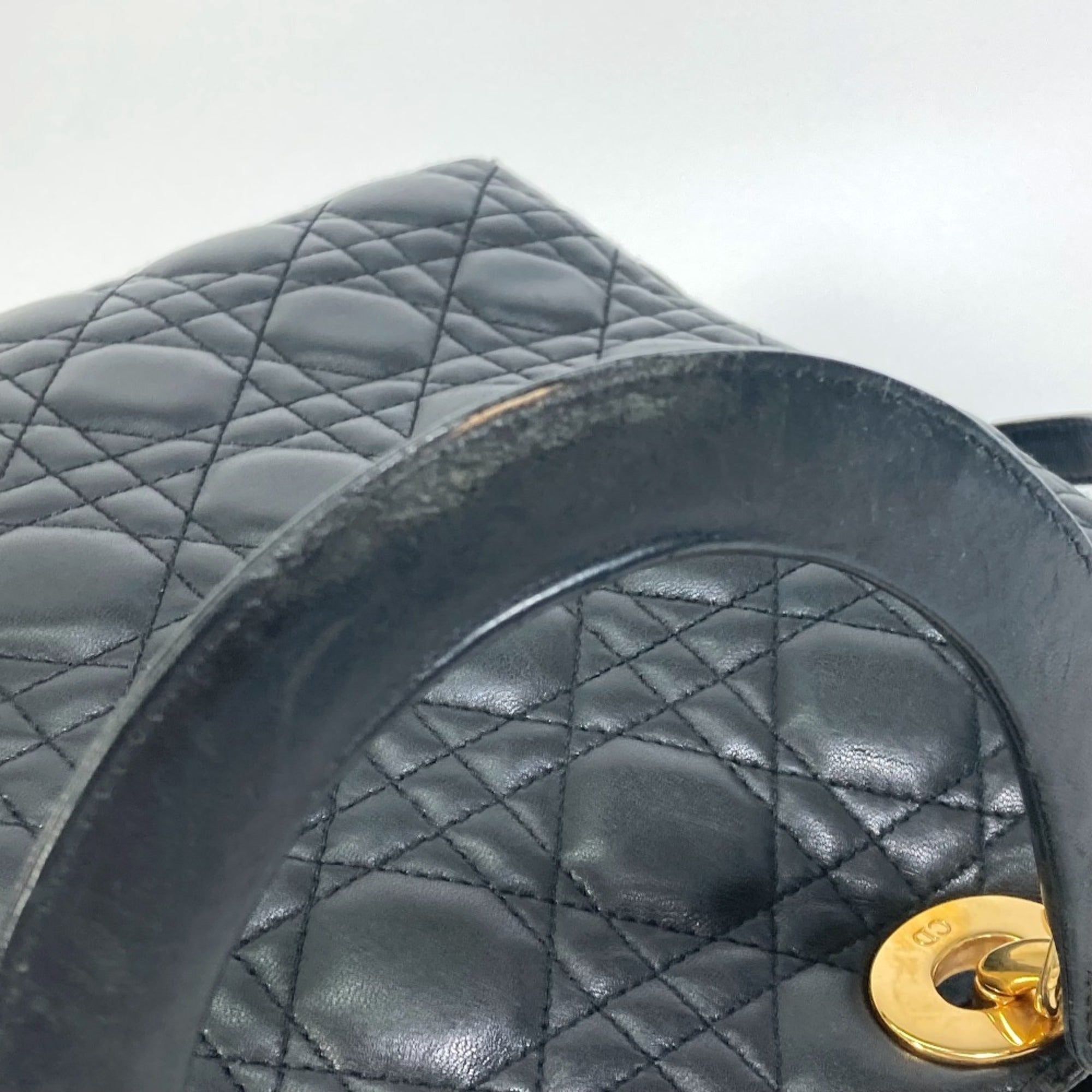 Christian Dior Black Leather Handbag Shoulder Bag ()