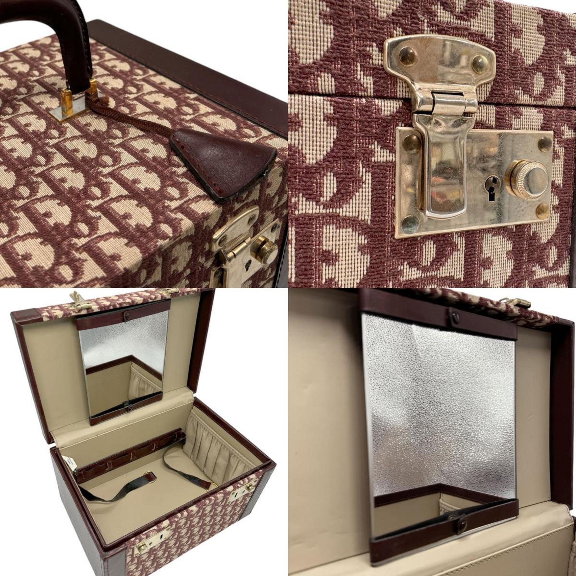 Christian Dior Bordeaux Canvas Leather Handbag ()
